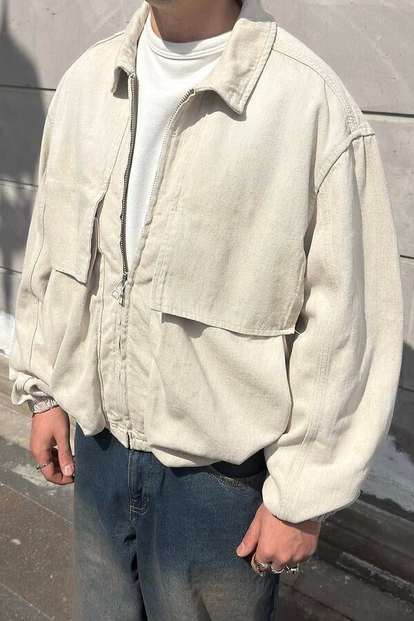 Premium Big Pocket Bomber Denim Jacket