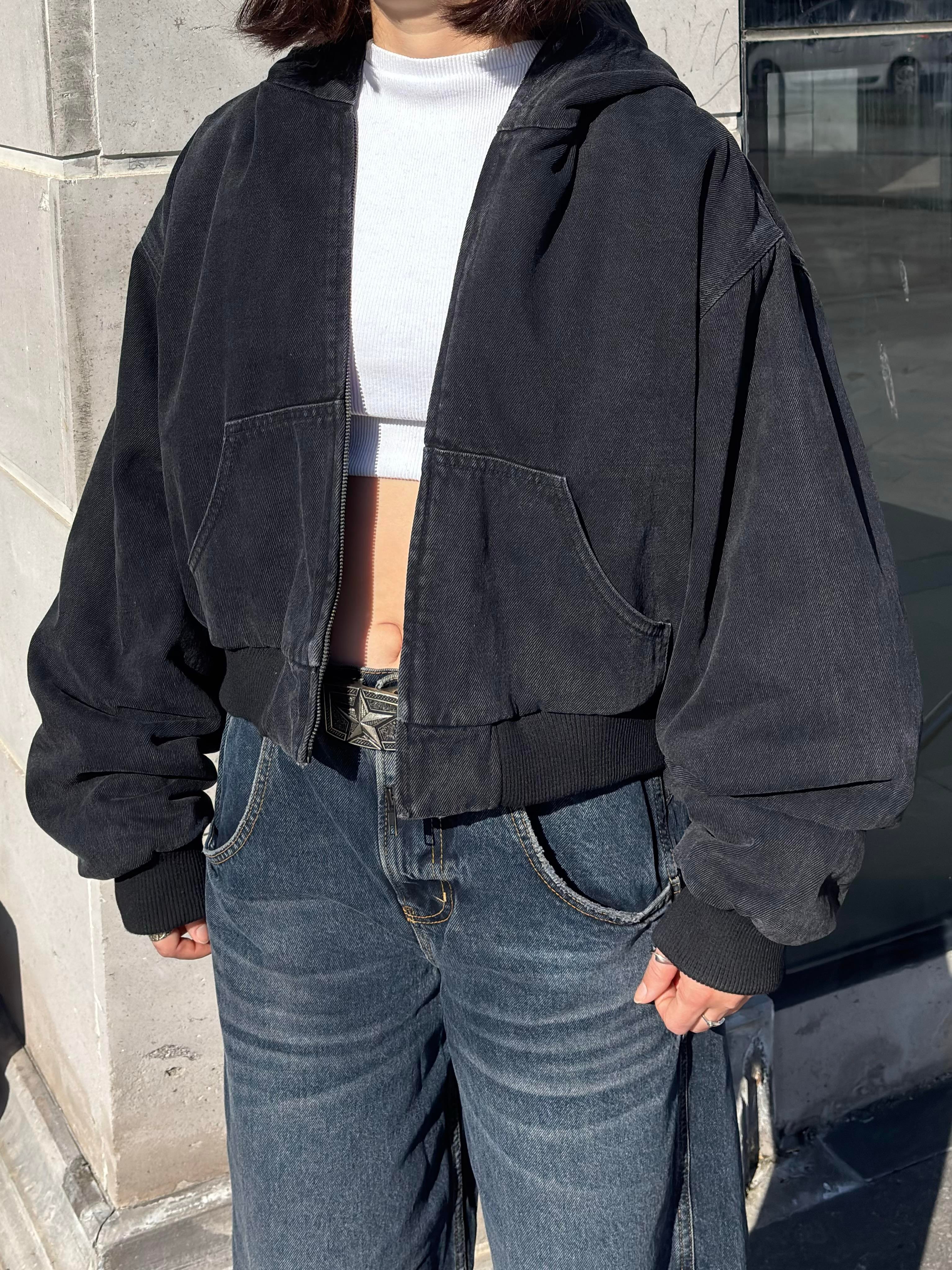 Premium Black Daria Giacca Canvas Jacket