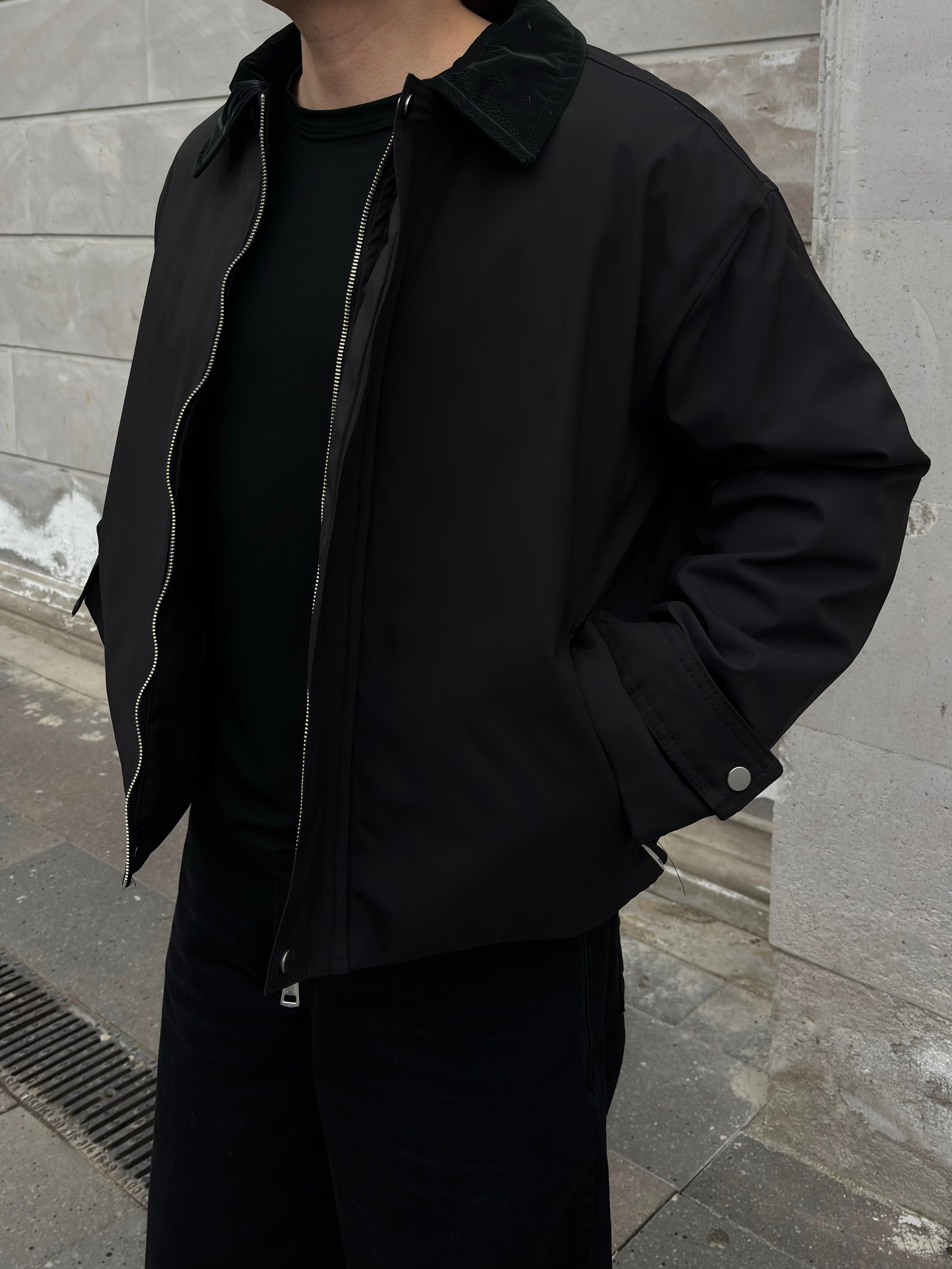 Premium Black Hafif Dolgulu Mevsimlik Urban Ceket