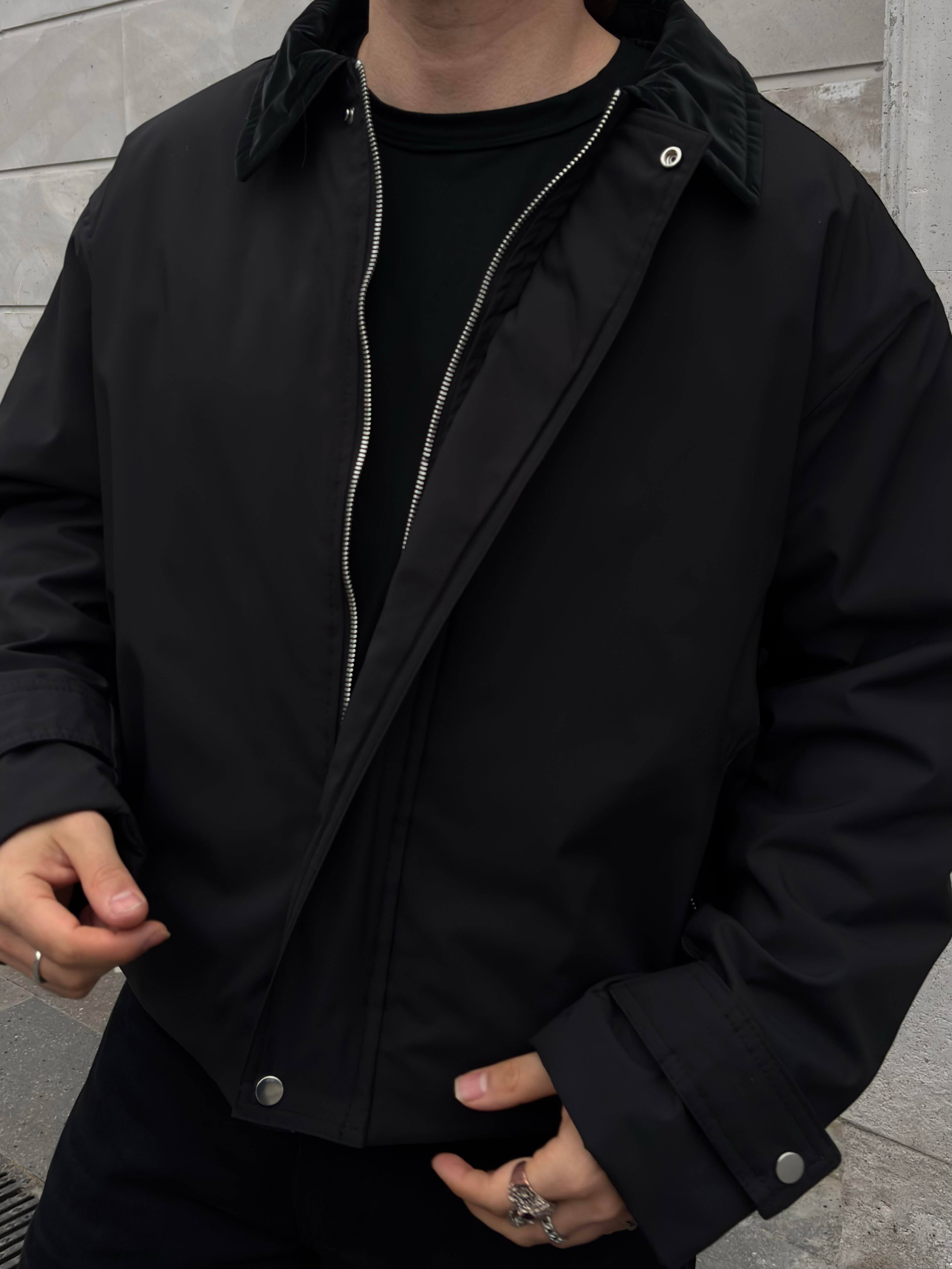 Premium Black Hafif Dolgulu Mevsimlik Urban Ceket