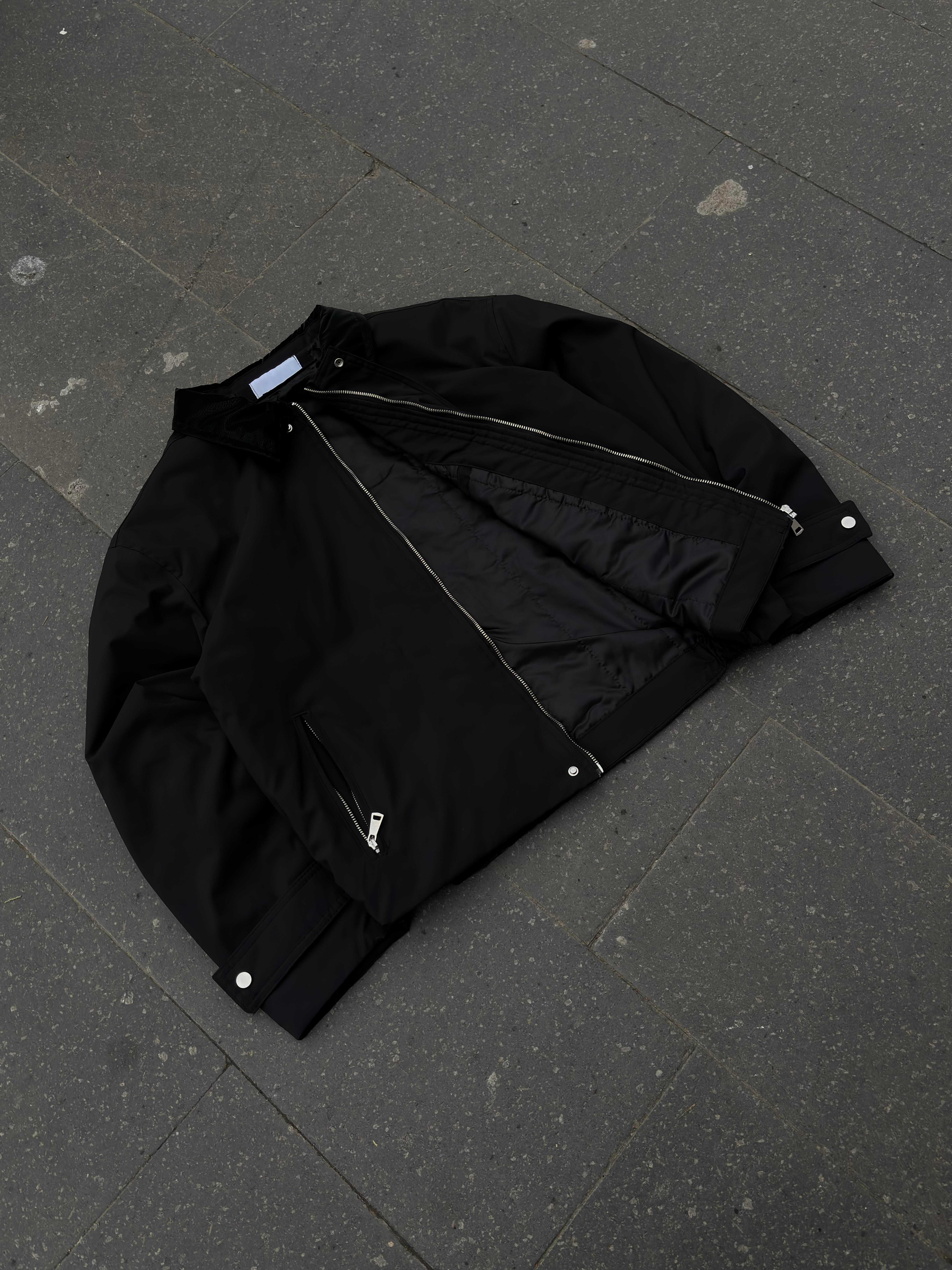 Premium Black Hafif Dolgulu Mevsimlik Urban Ceket
