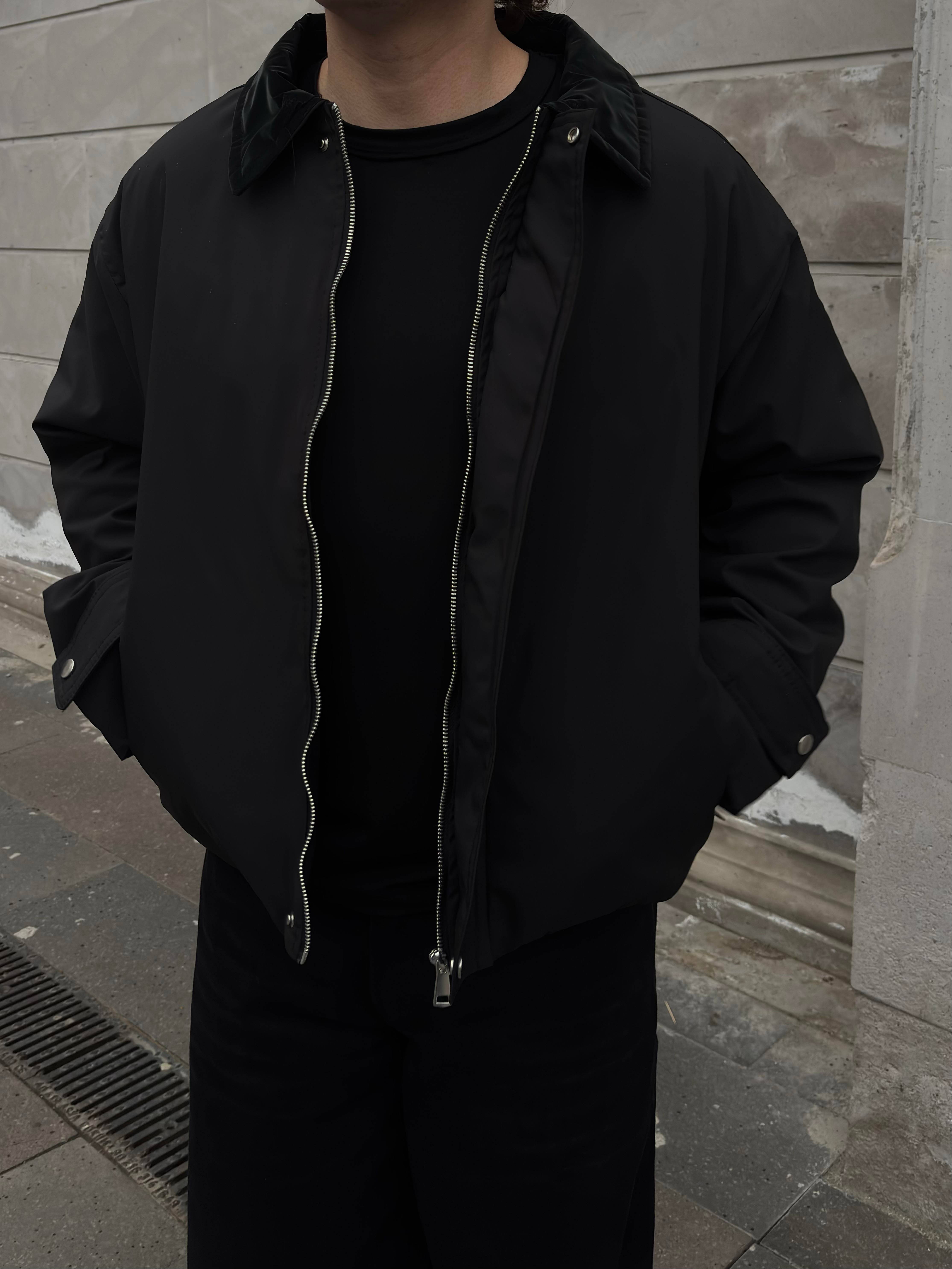 Premium Black Hafif Dolgulu Mevsimlik Urban Ceket