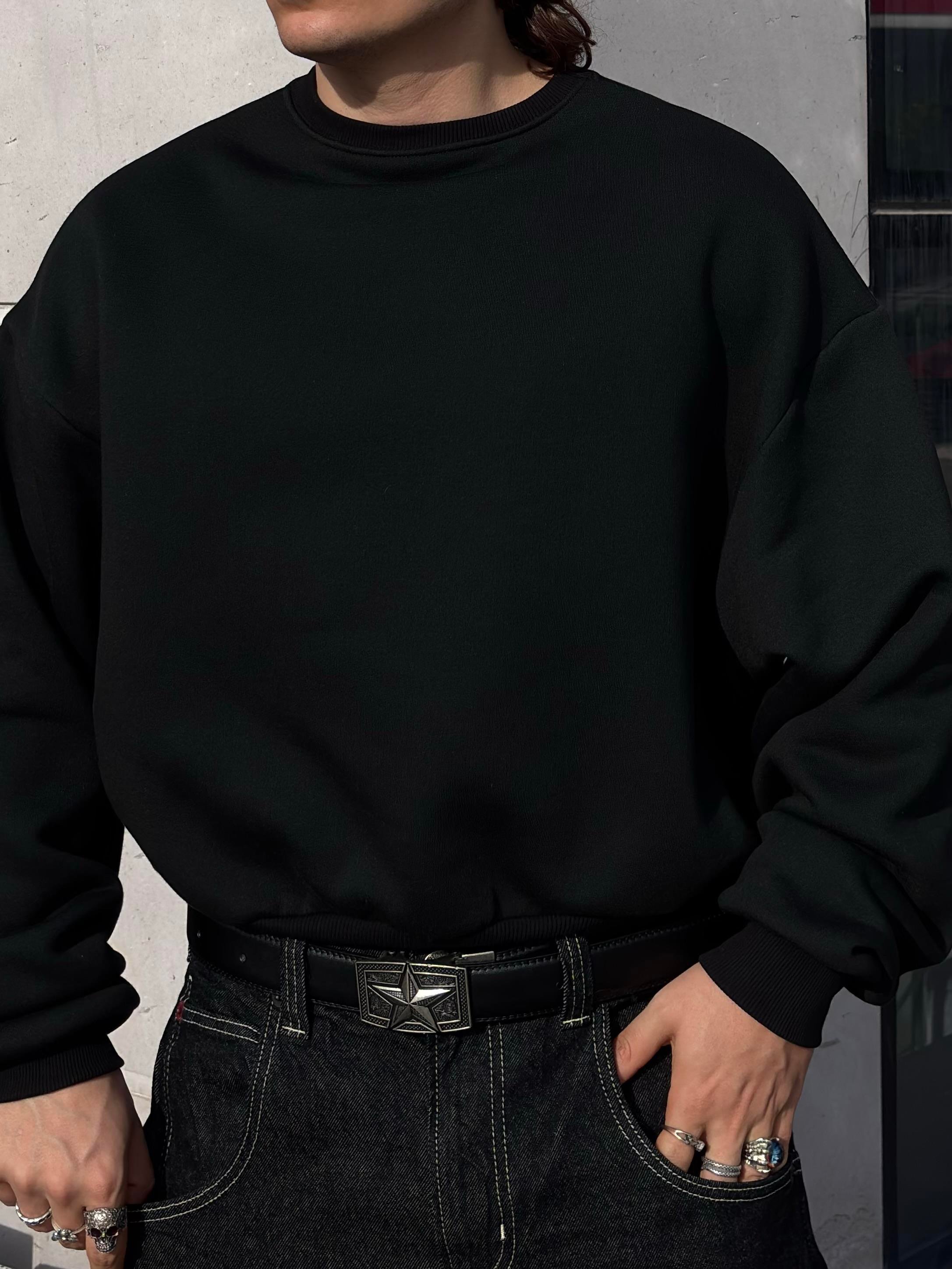 Premium Black  Heavy Mold Stance Bomber Sweat