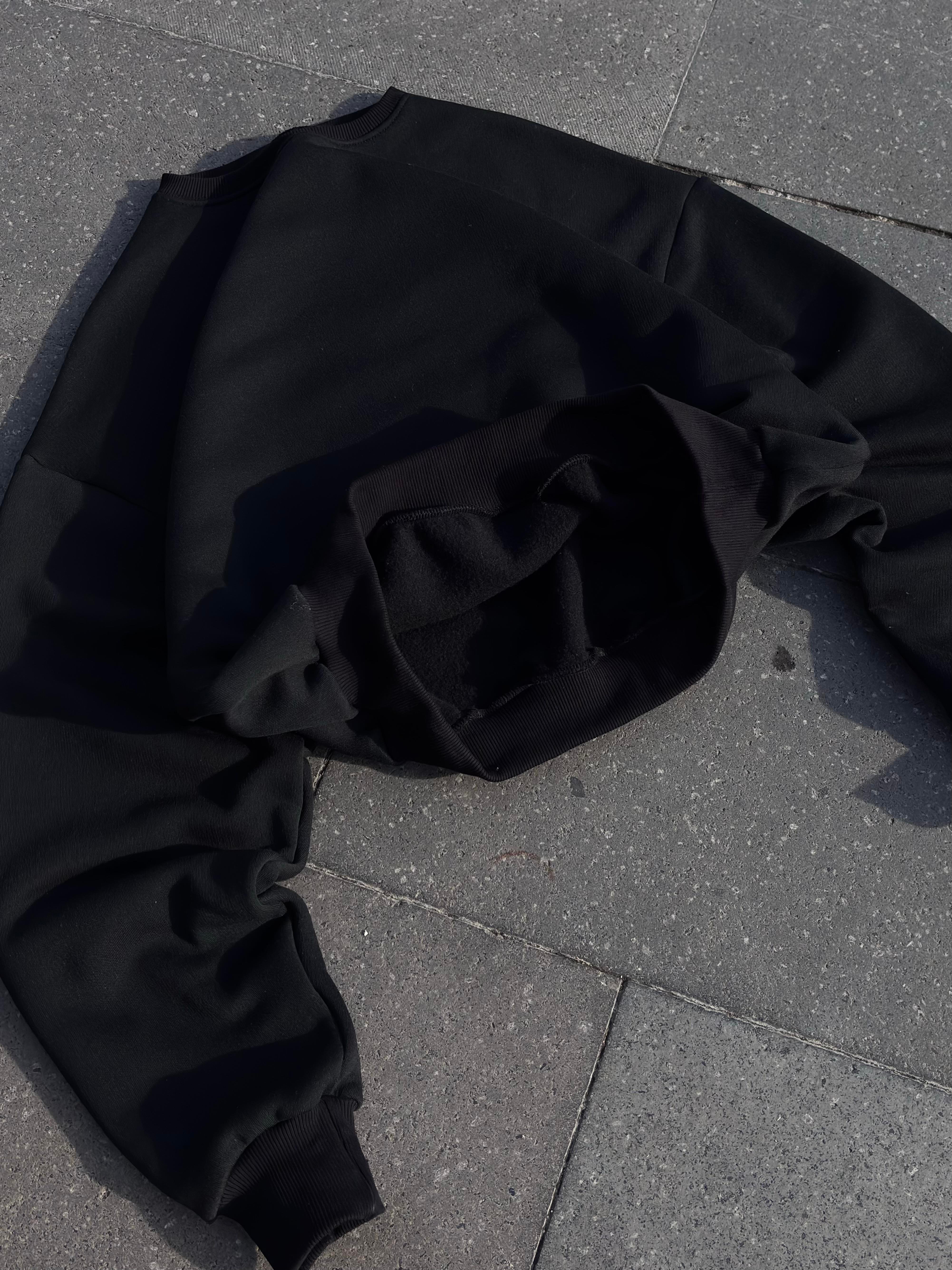 Premium Black  Heavy Mold Stance Bomber Sweat