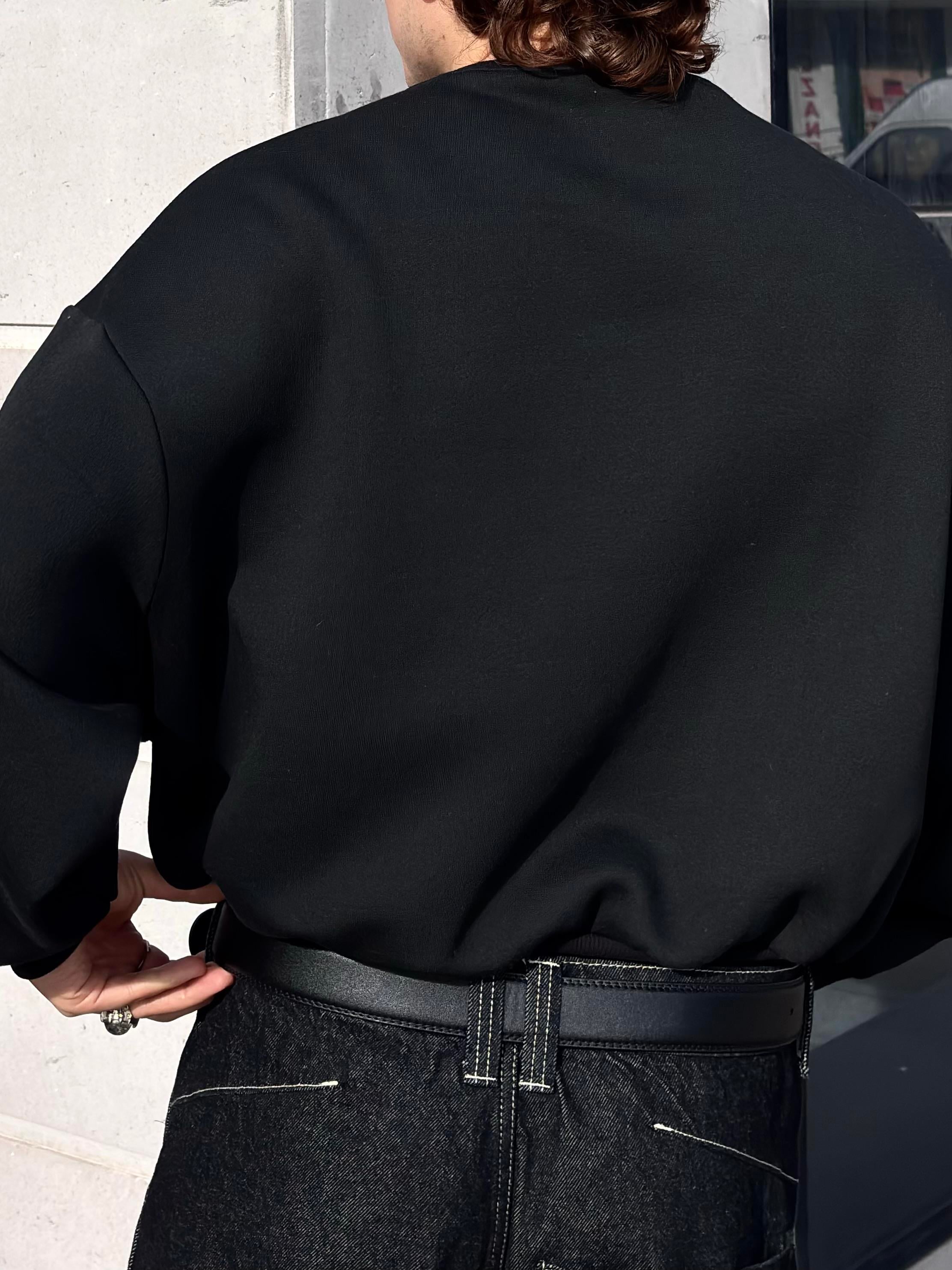 Premium Black  Heavy Mold Stance Bomber Sweat