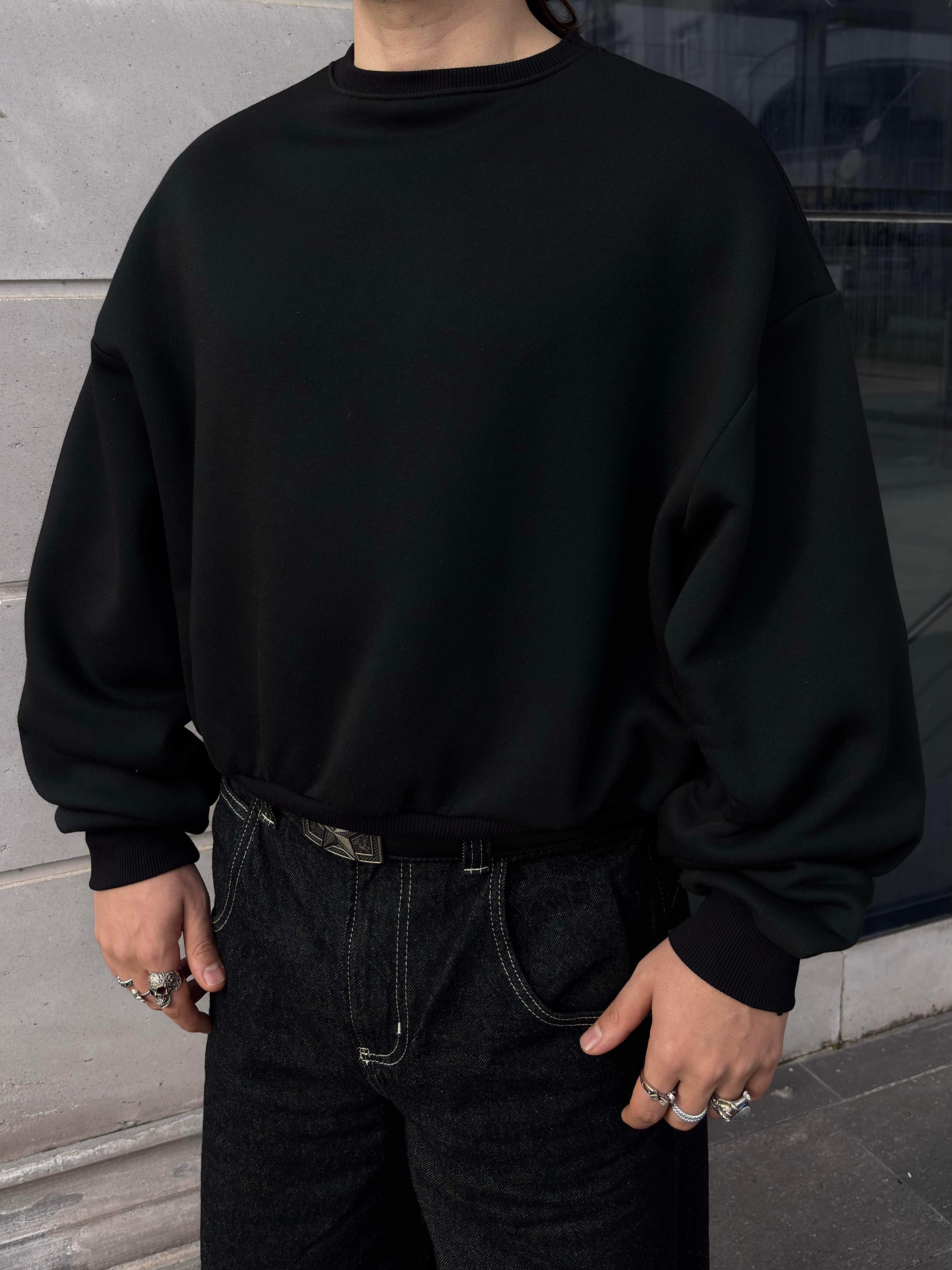 Premium Black  Heavy Mold Stance Bomber Sweat