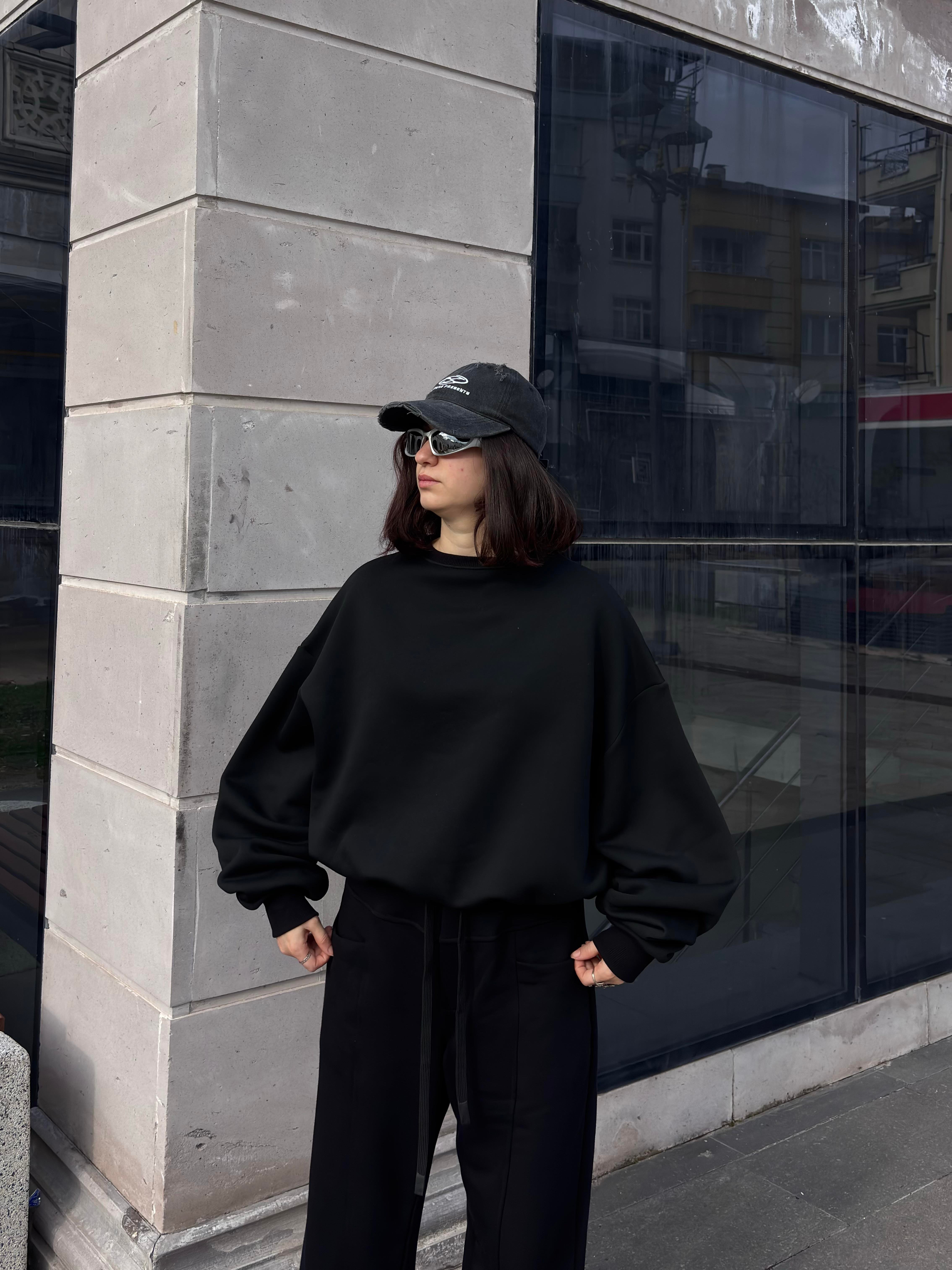 Premium Black  Heavy Mold Stance Bomber Sweat