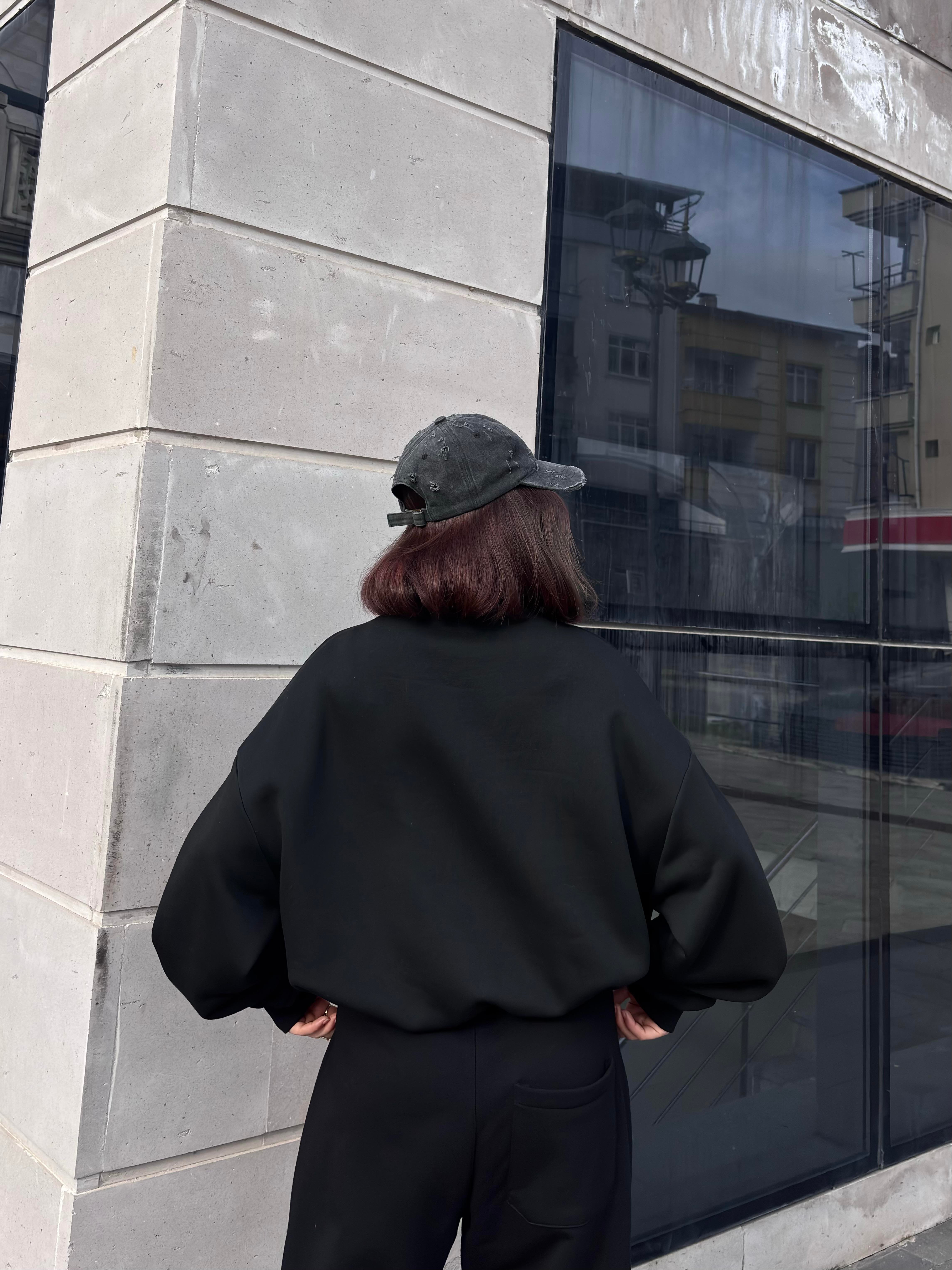 Premium Black  Heavy Mold Stance Bomber Sweat