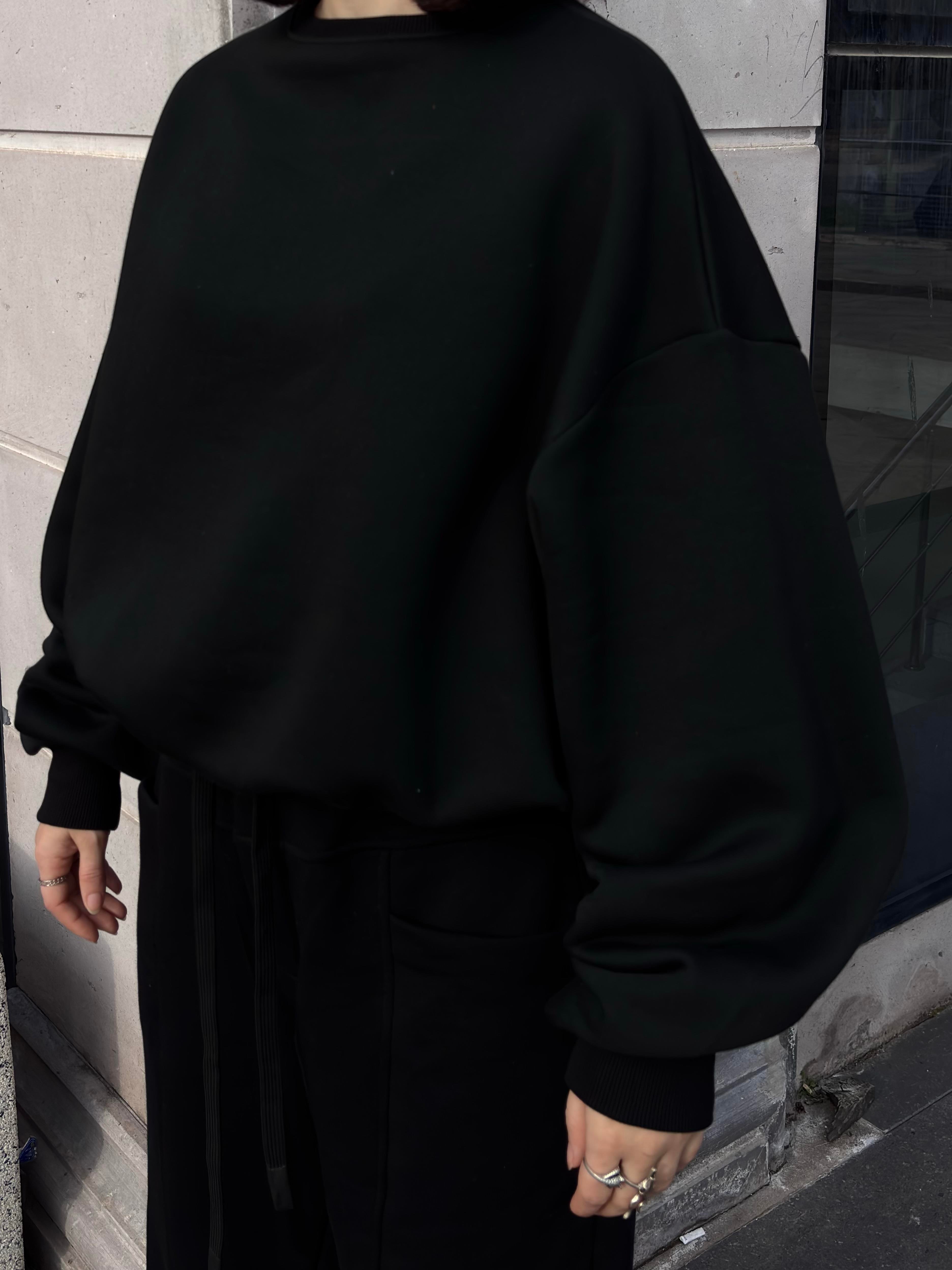 Premium Black  Heavy Mold Stance Bomber Sweat
