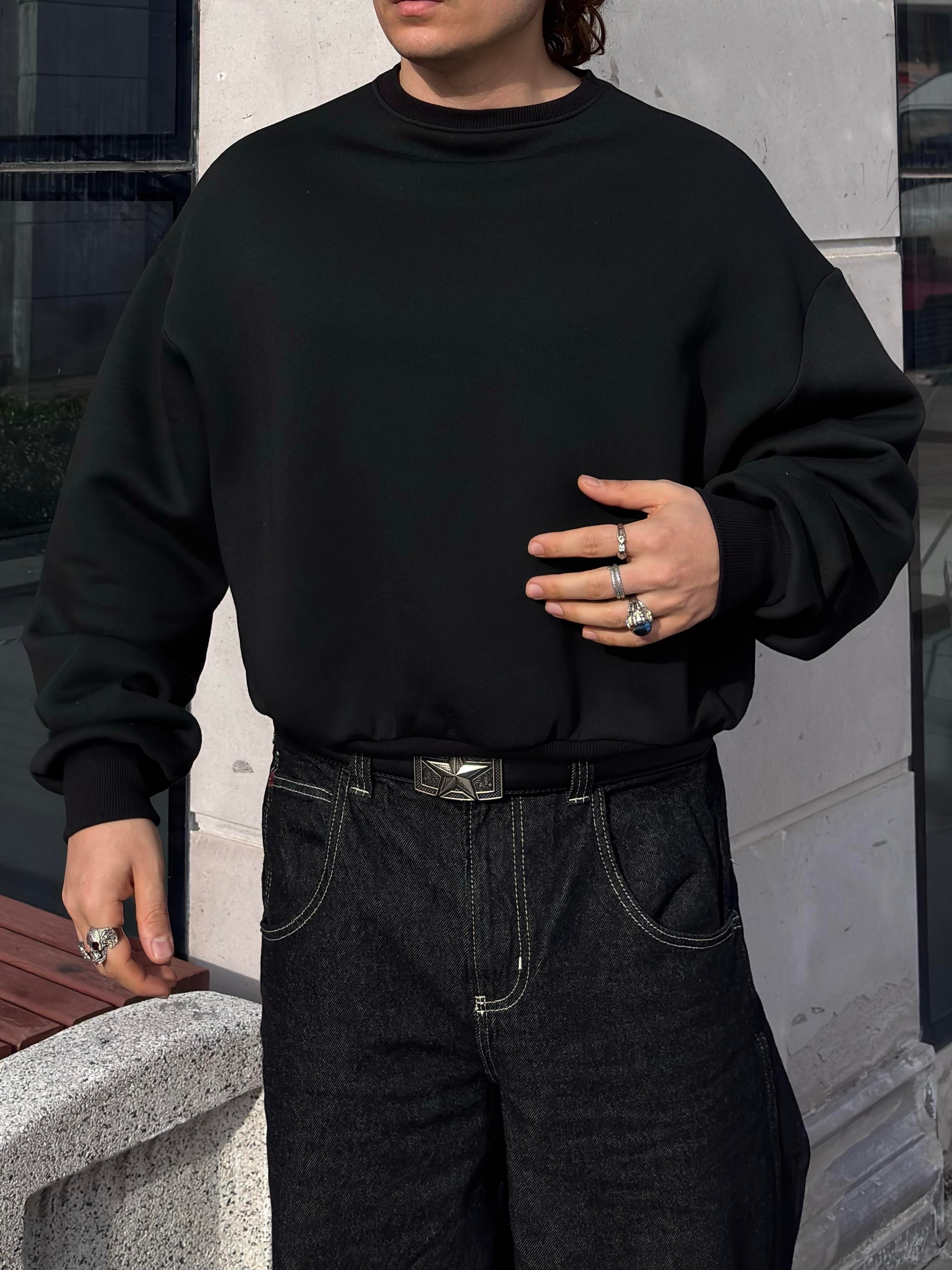 Premium Black  Heavy Mold Stance Bomber Sweat