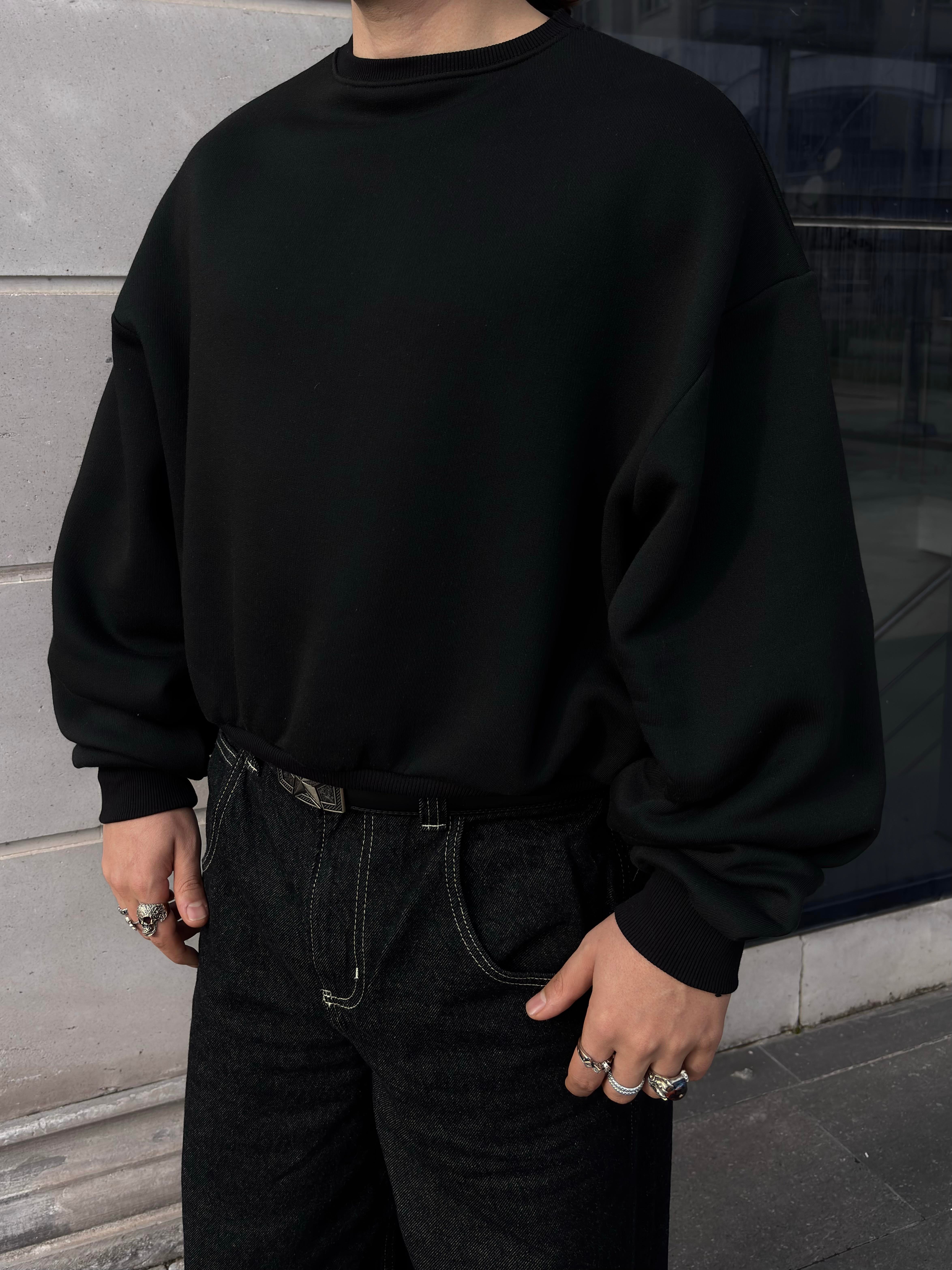 Premium Black  Heavy Mold Stance Bomber Sweat