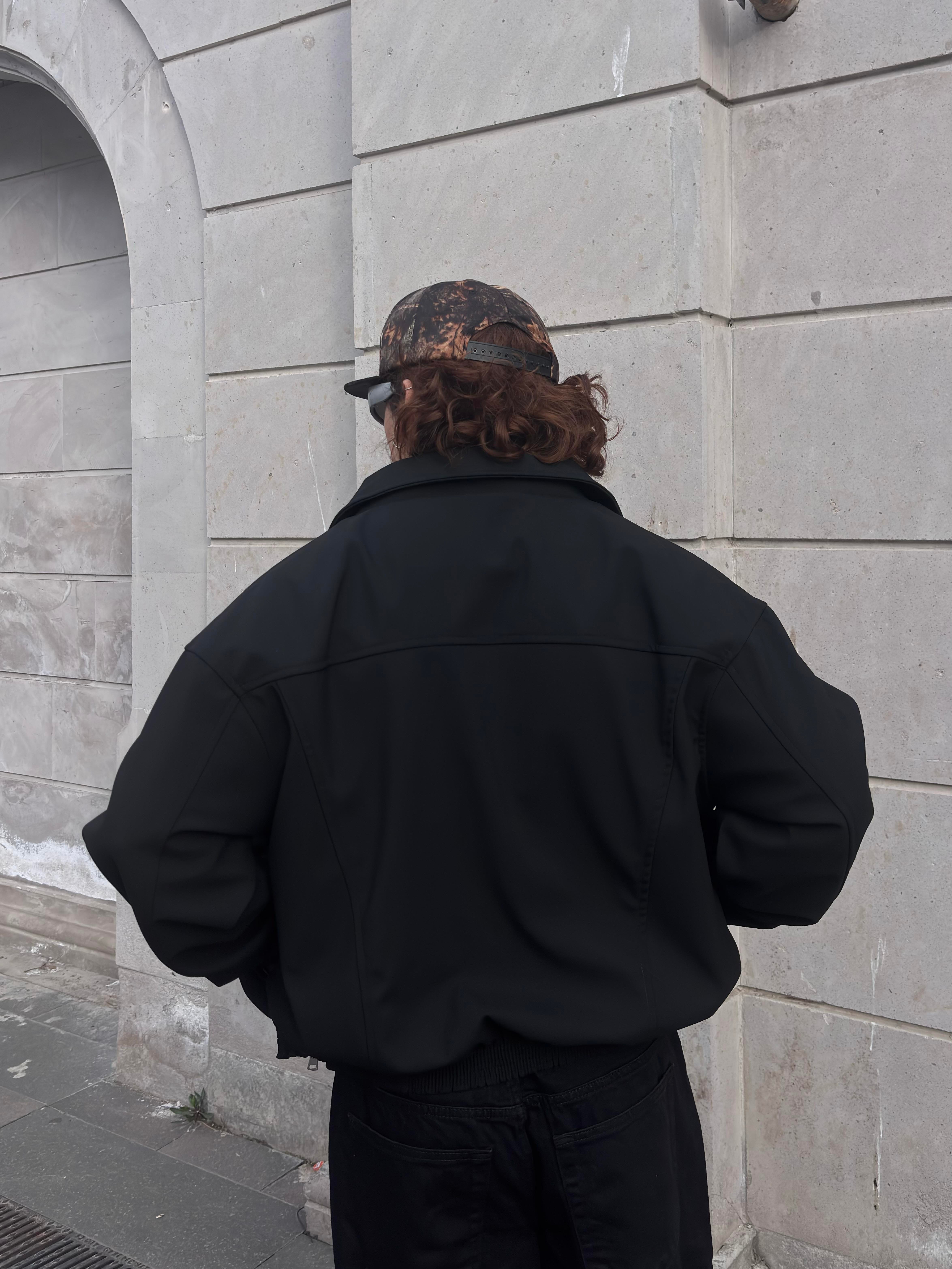 Premium Black Hidden Zipper Bomber Jacket