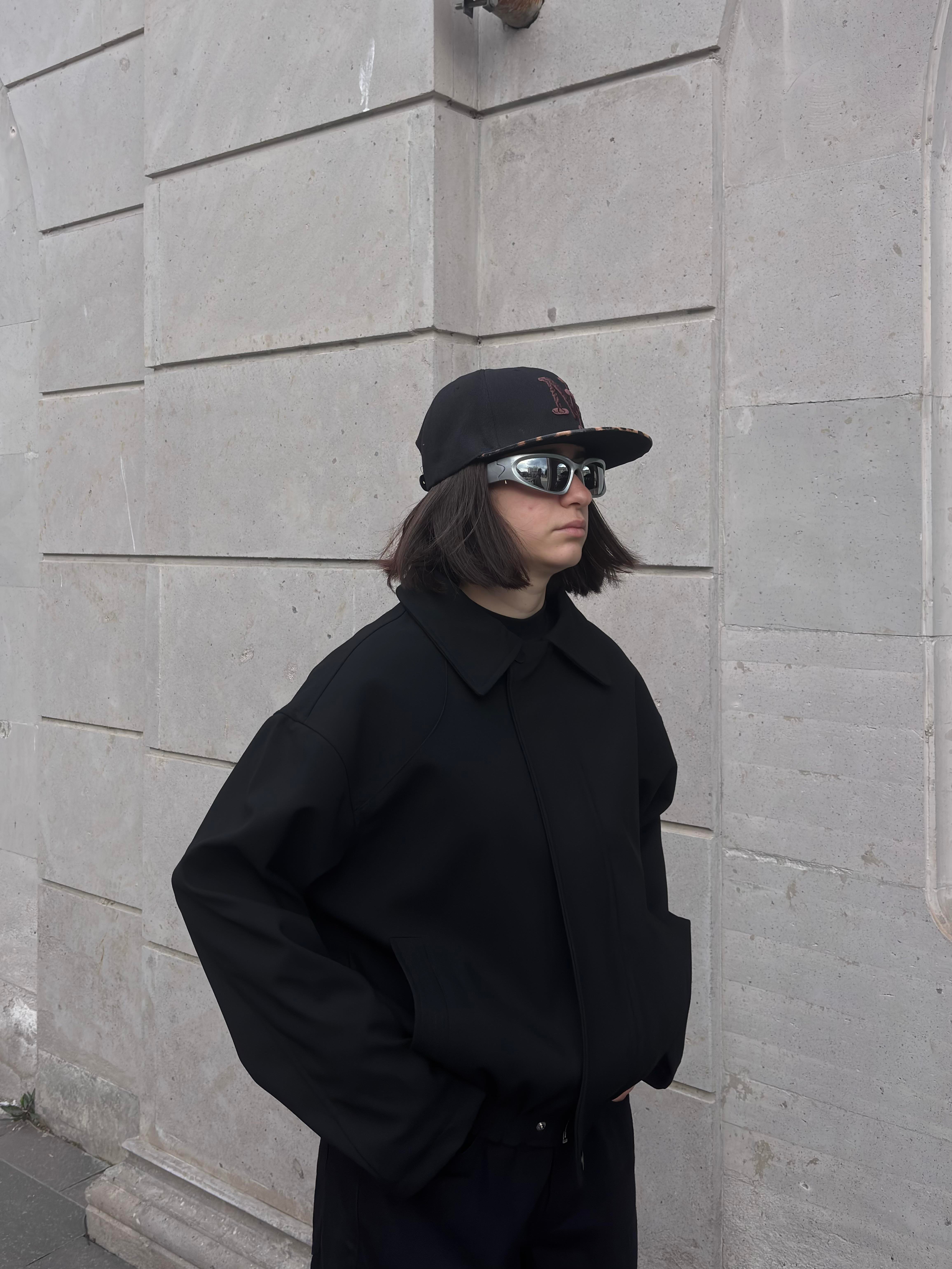 Premium Black Hidden Zipper Bomber Jacket