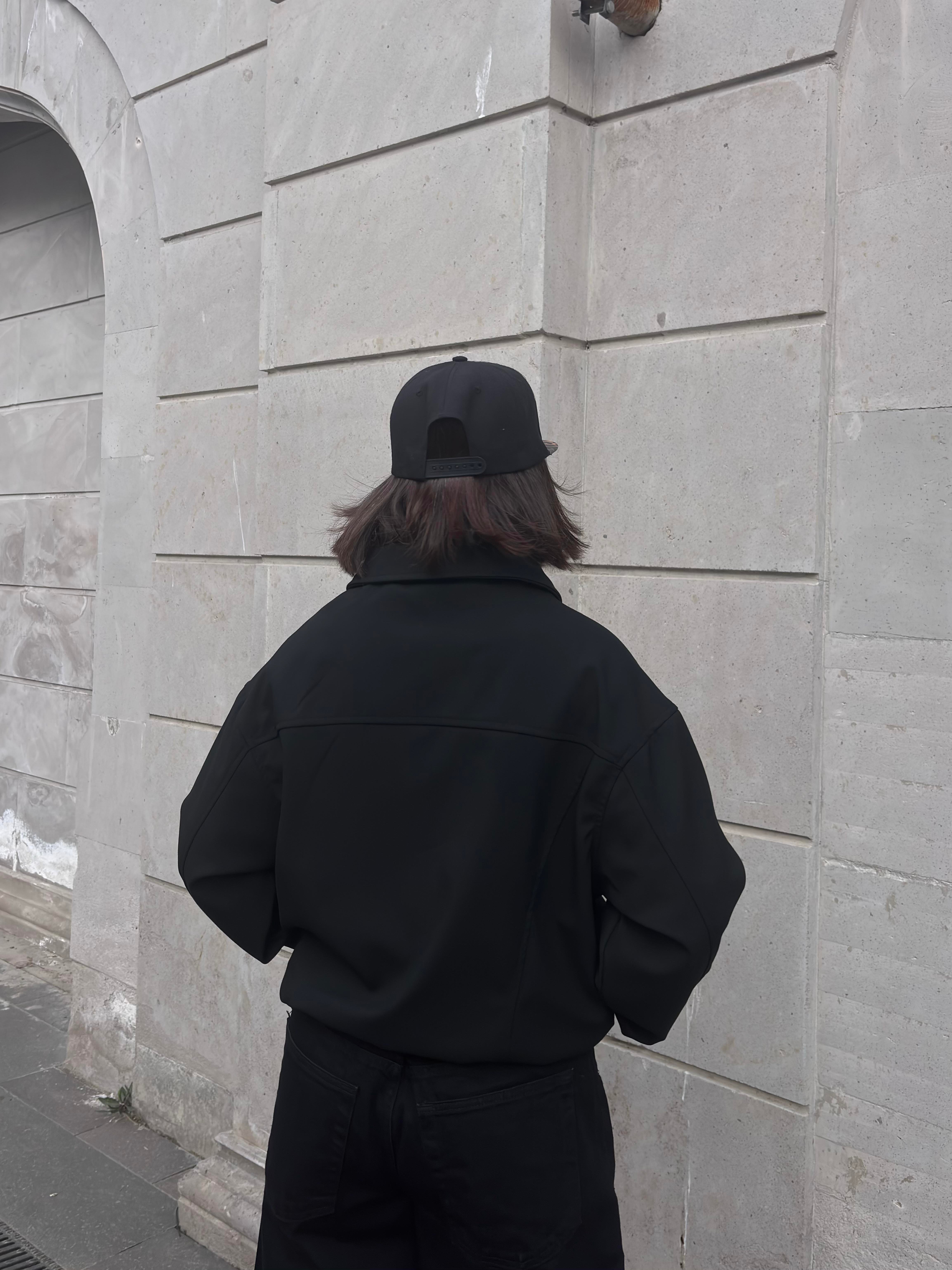 Premium Black Hidden Zipper Bomber Jacket