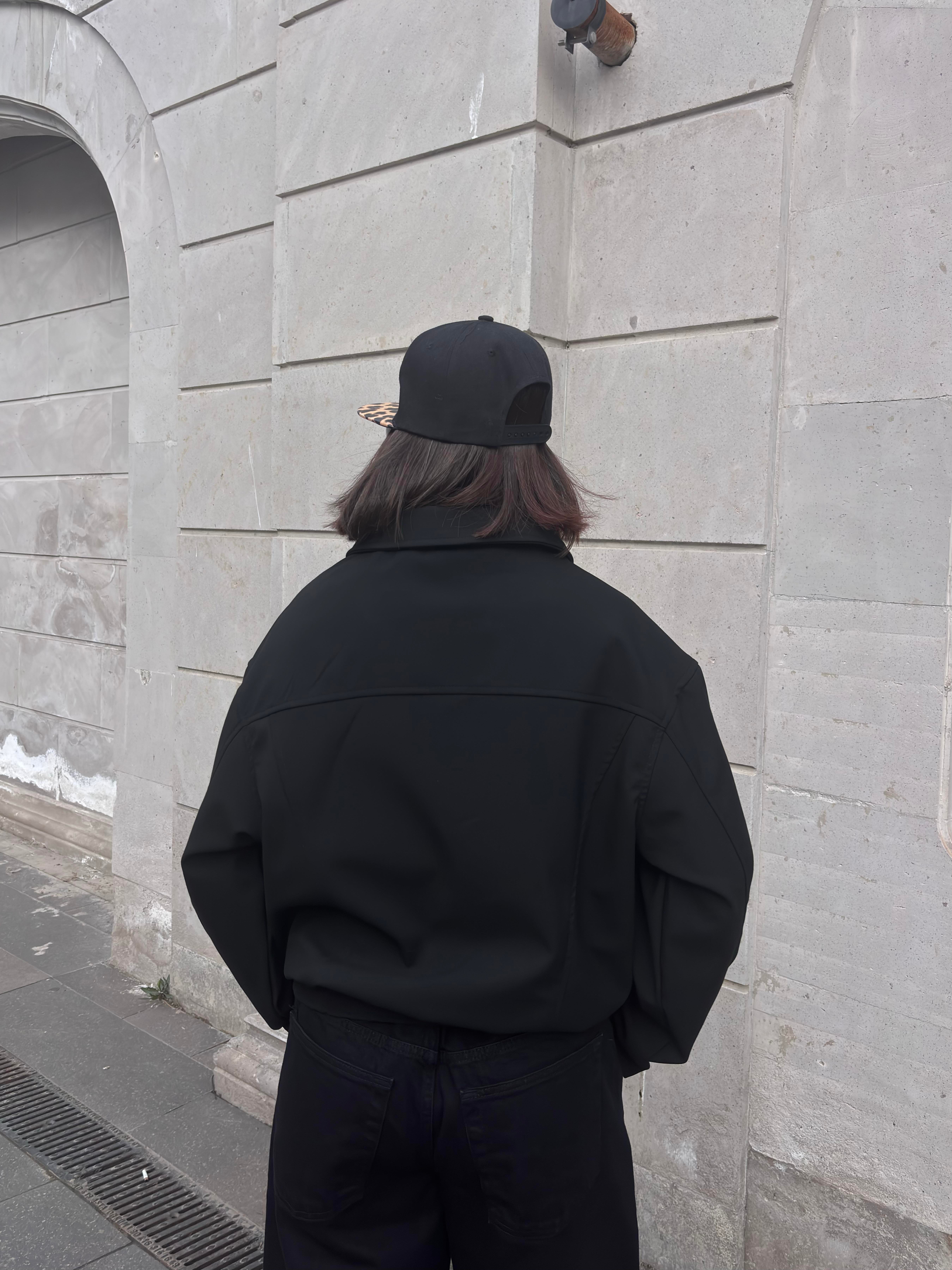 Premium Black Hidden Zipper Bomber Jacket