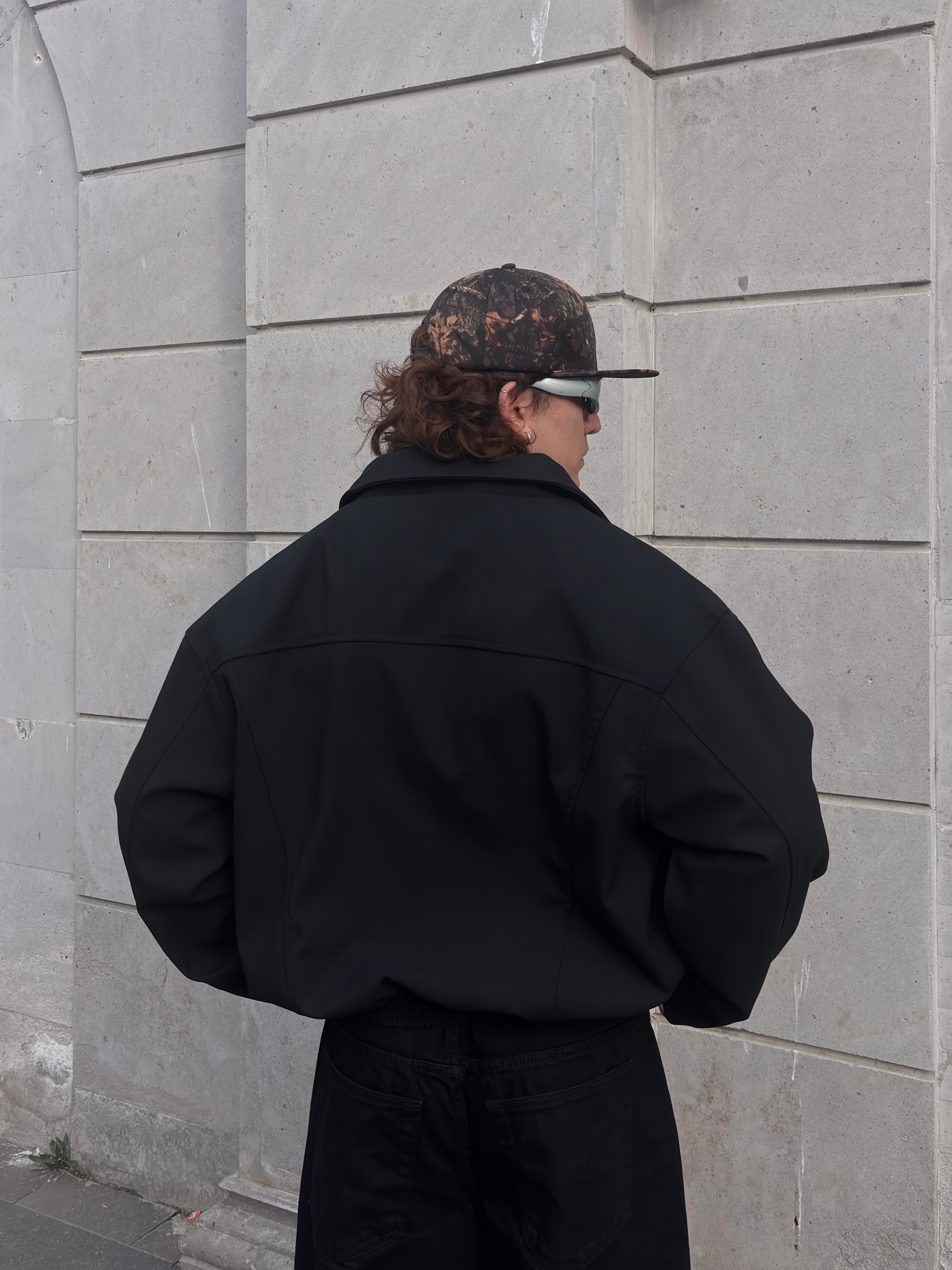 Premium Black Hidden Zipper Bomber Jacket