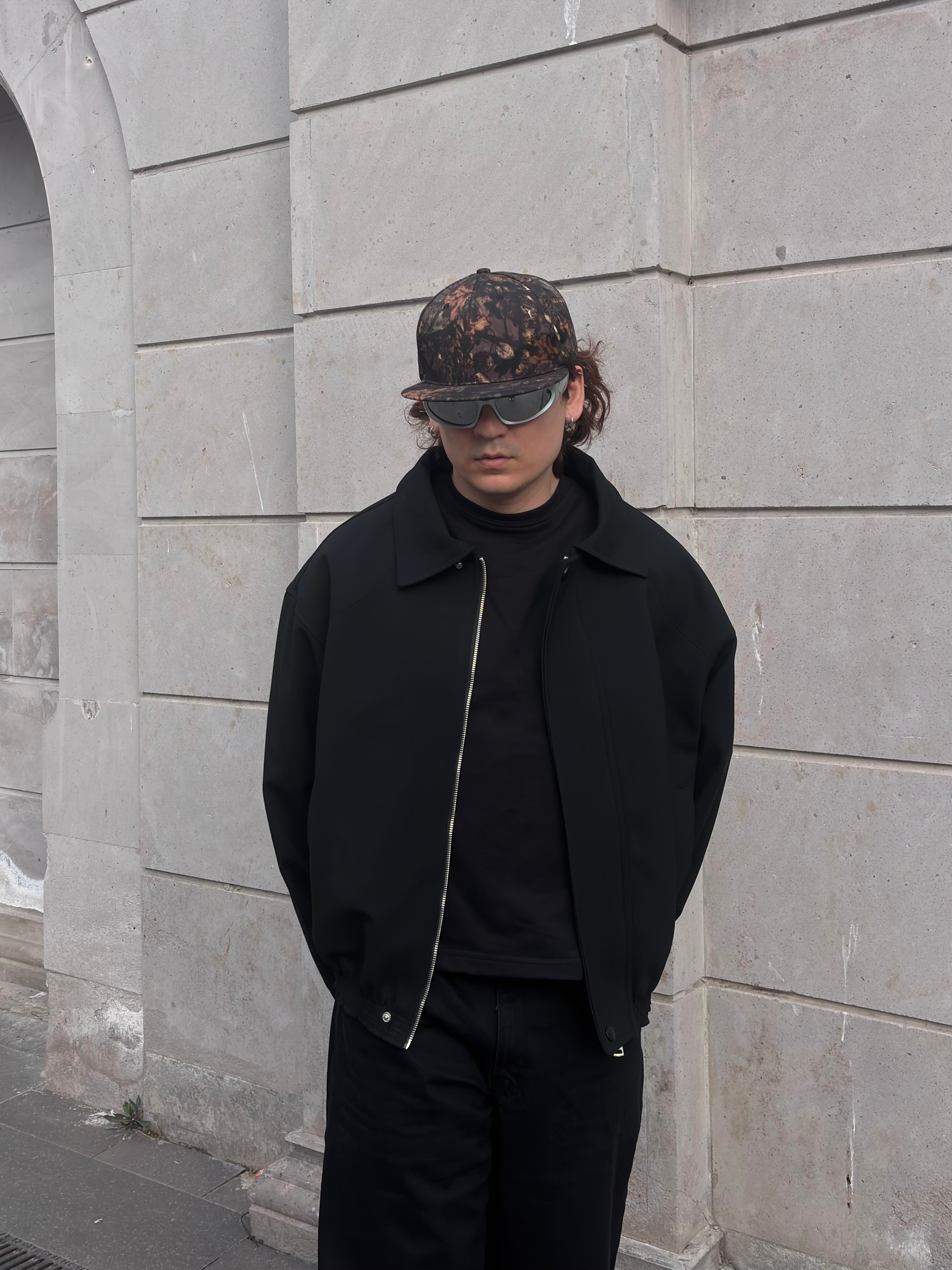 Premium Black Hidden Zipper Bomber Jacket