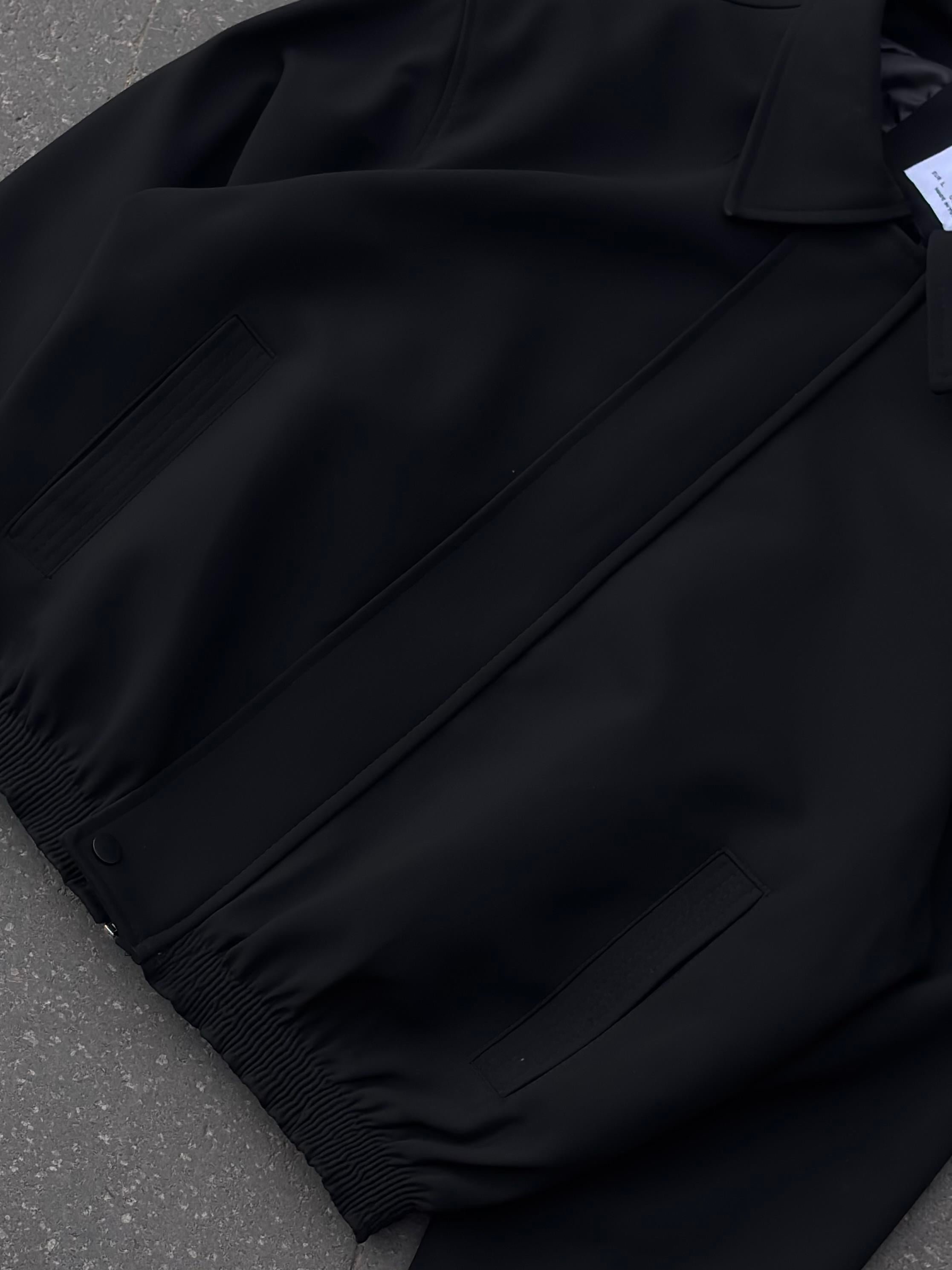 Premium Black Hidden Zipper Bomber Jacket