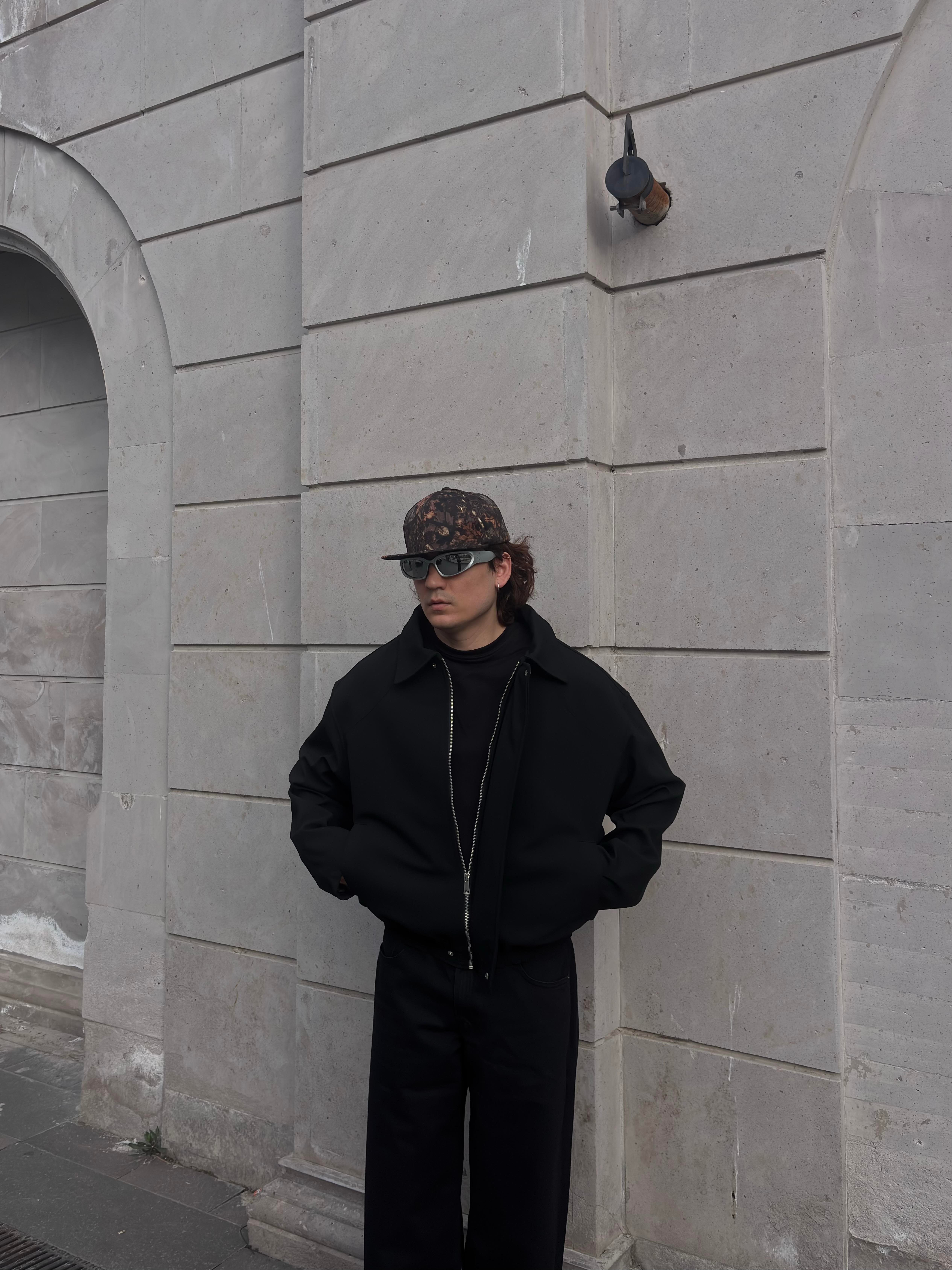 Premium Black Hidden Zipper Bomber Jacket