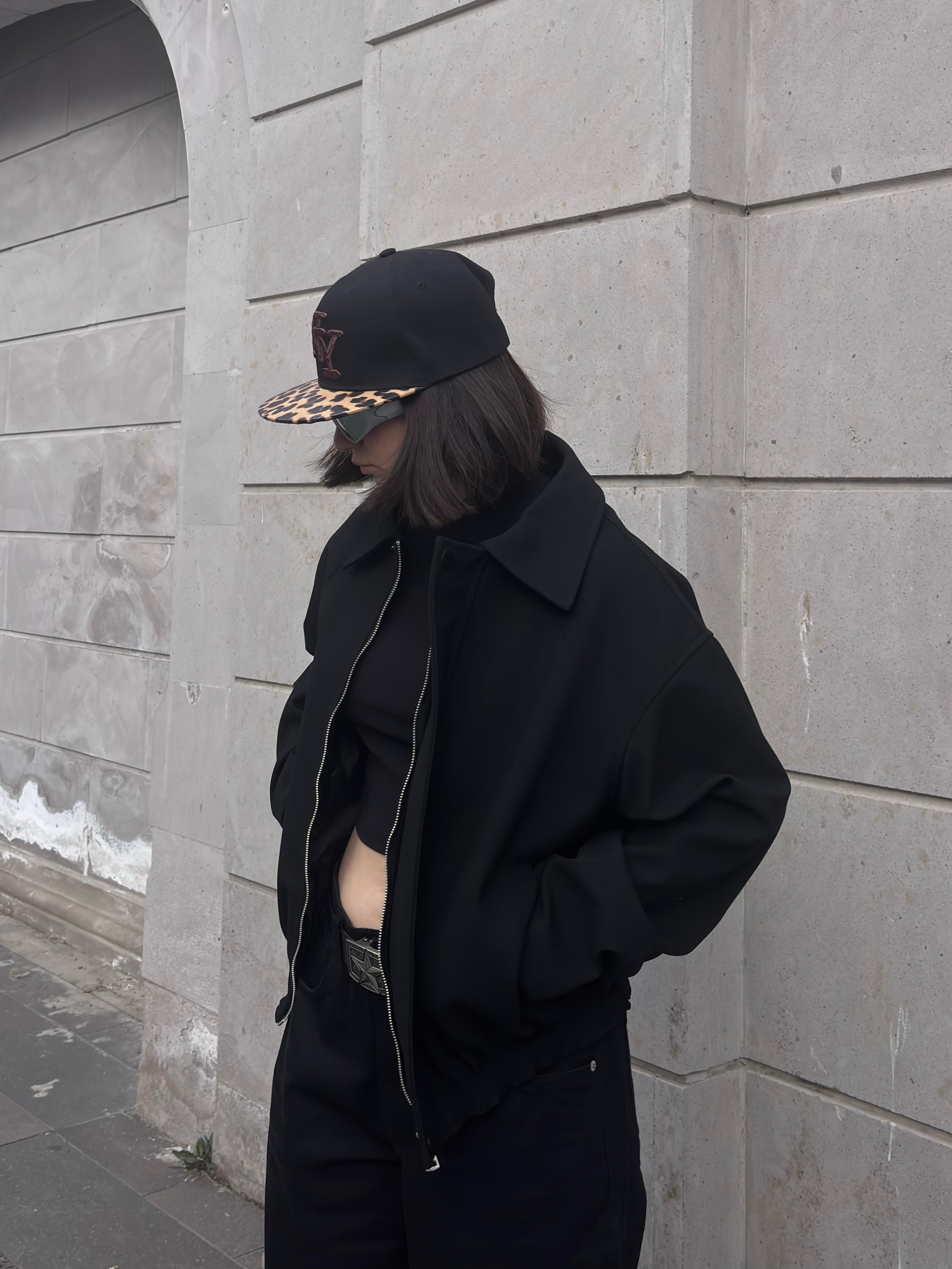 Premium Black Hidden Zipper Bomber Jacket