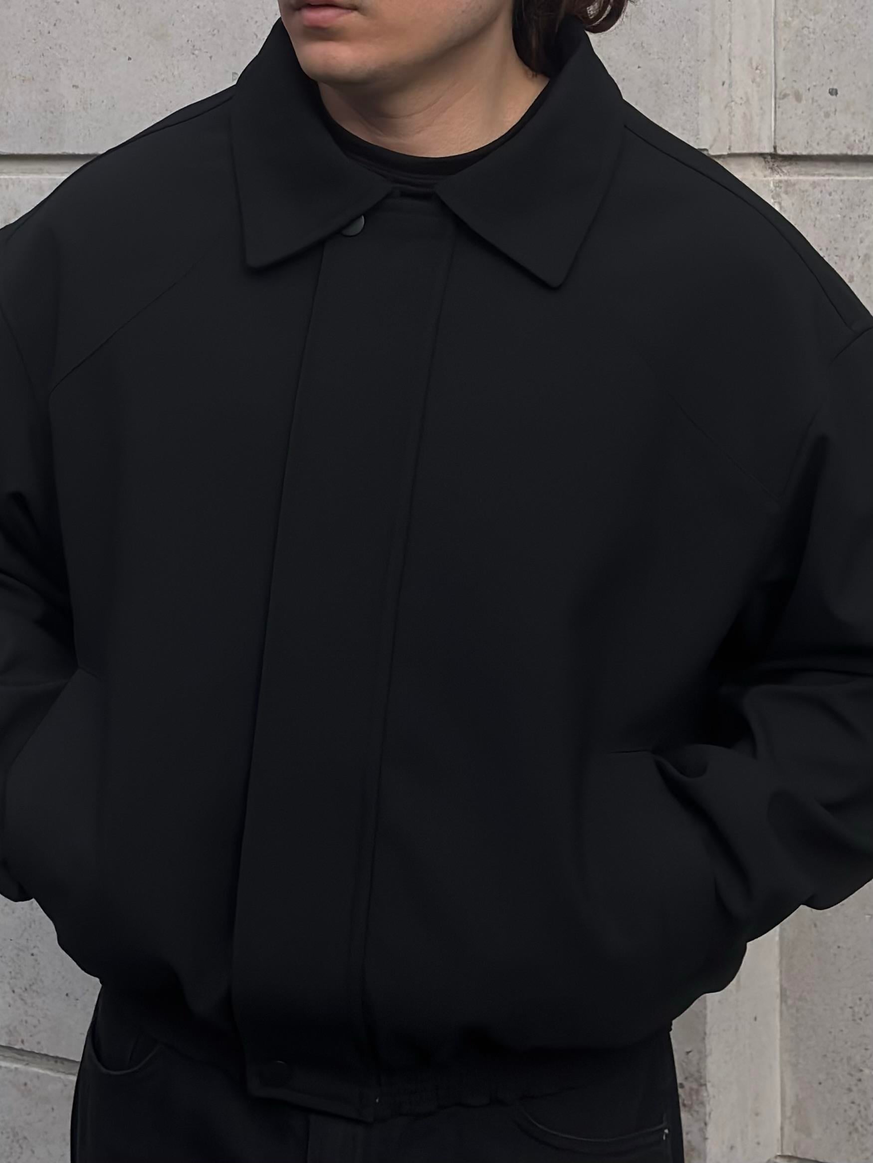 Premium Black Hidden Zipper Bomber Jacket