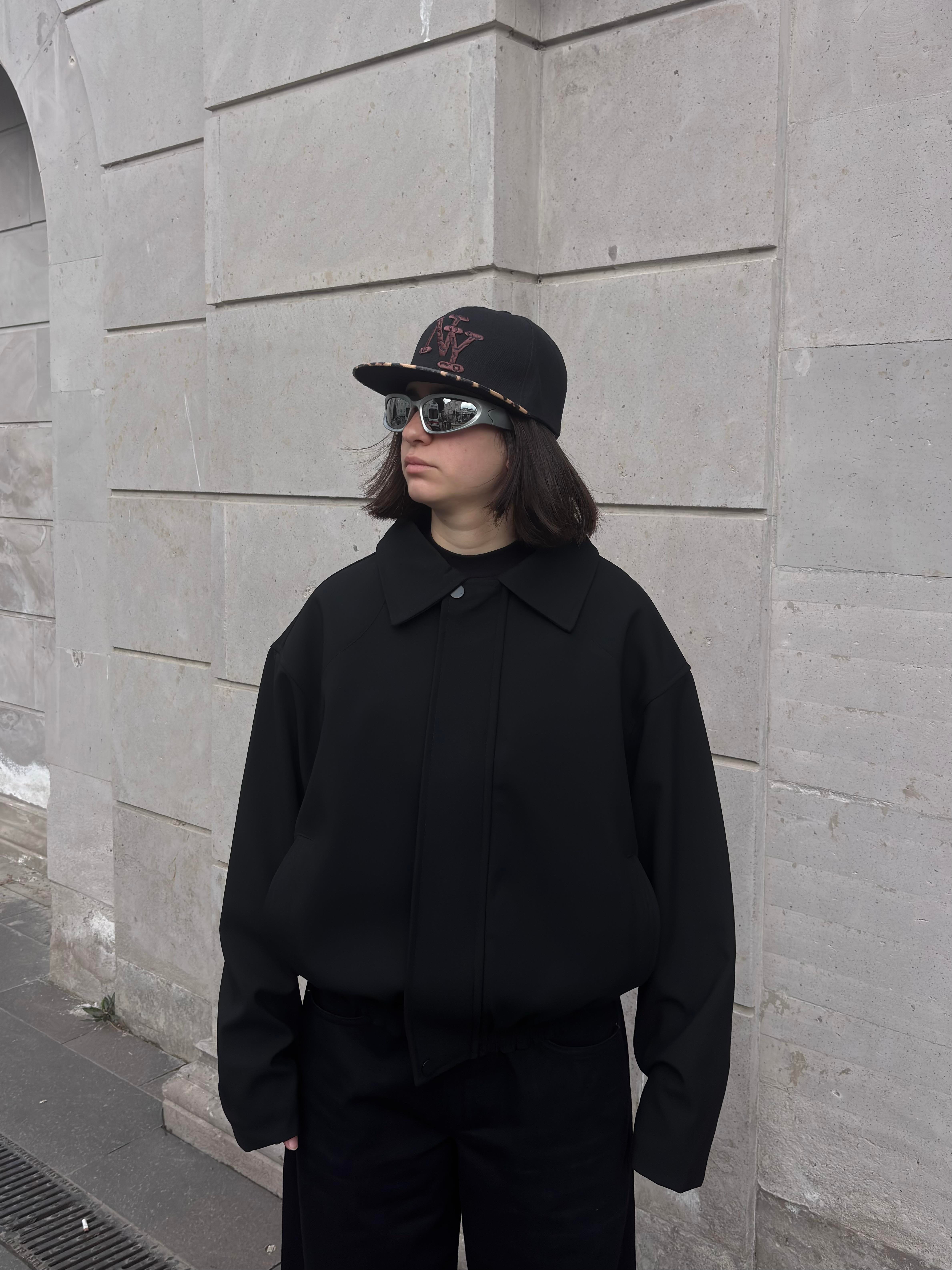 Premium Black Hidden Zipper Bomber Jacket