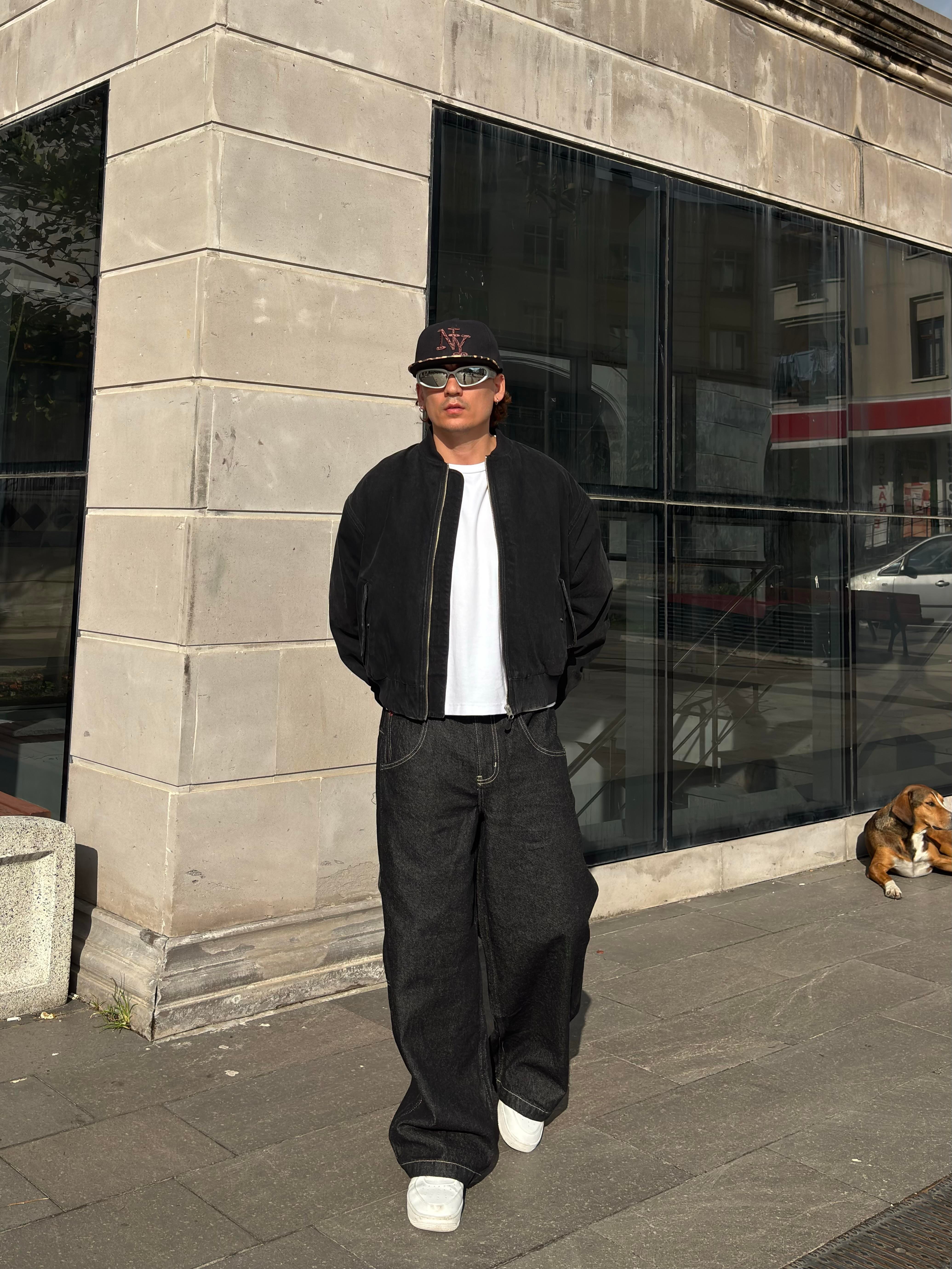 Premium Black Oversized Bomber Jacket