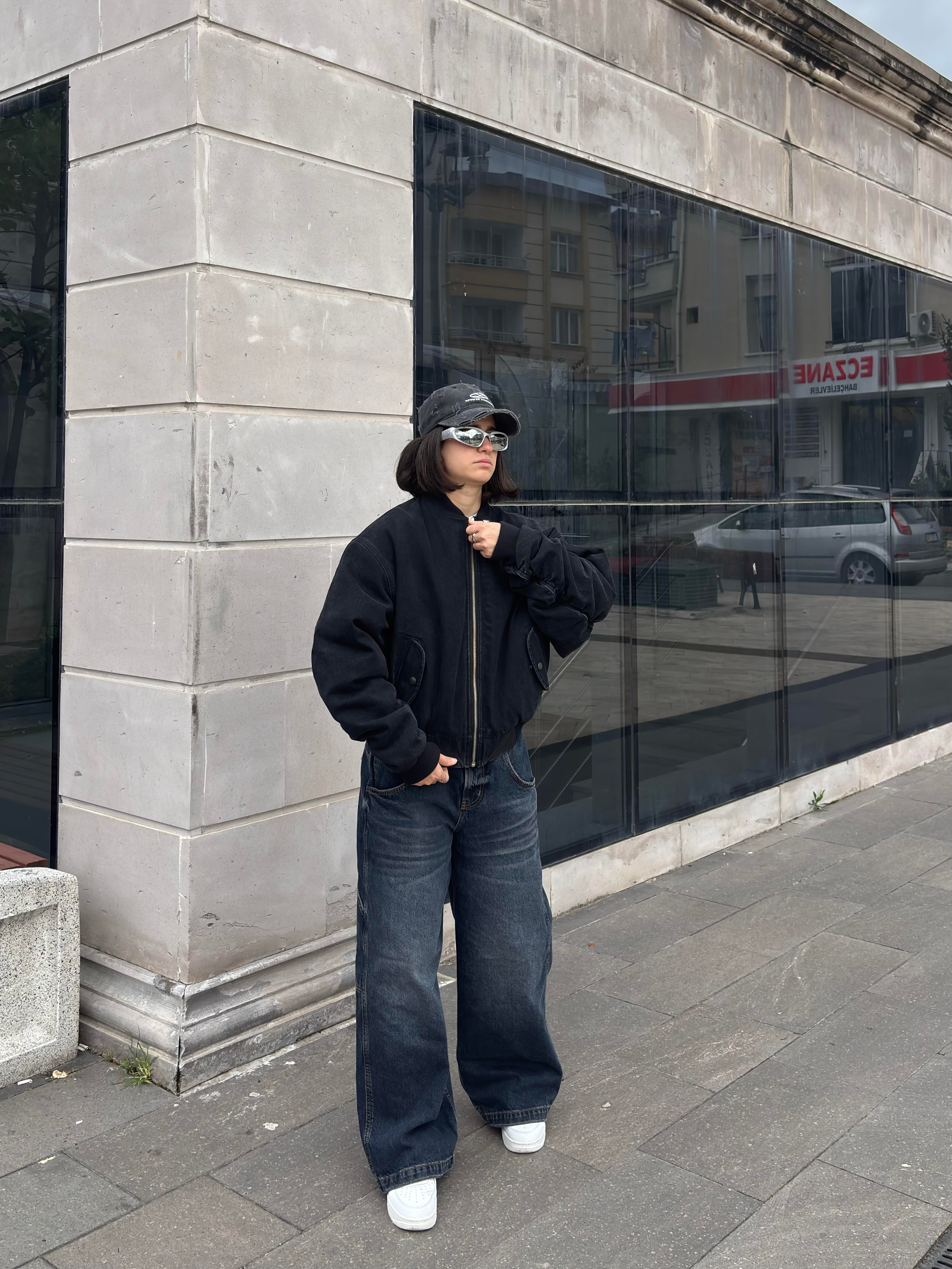 Premium Black Oversized Bomber Jacket