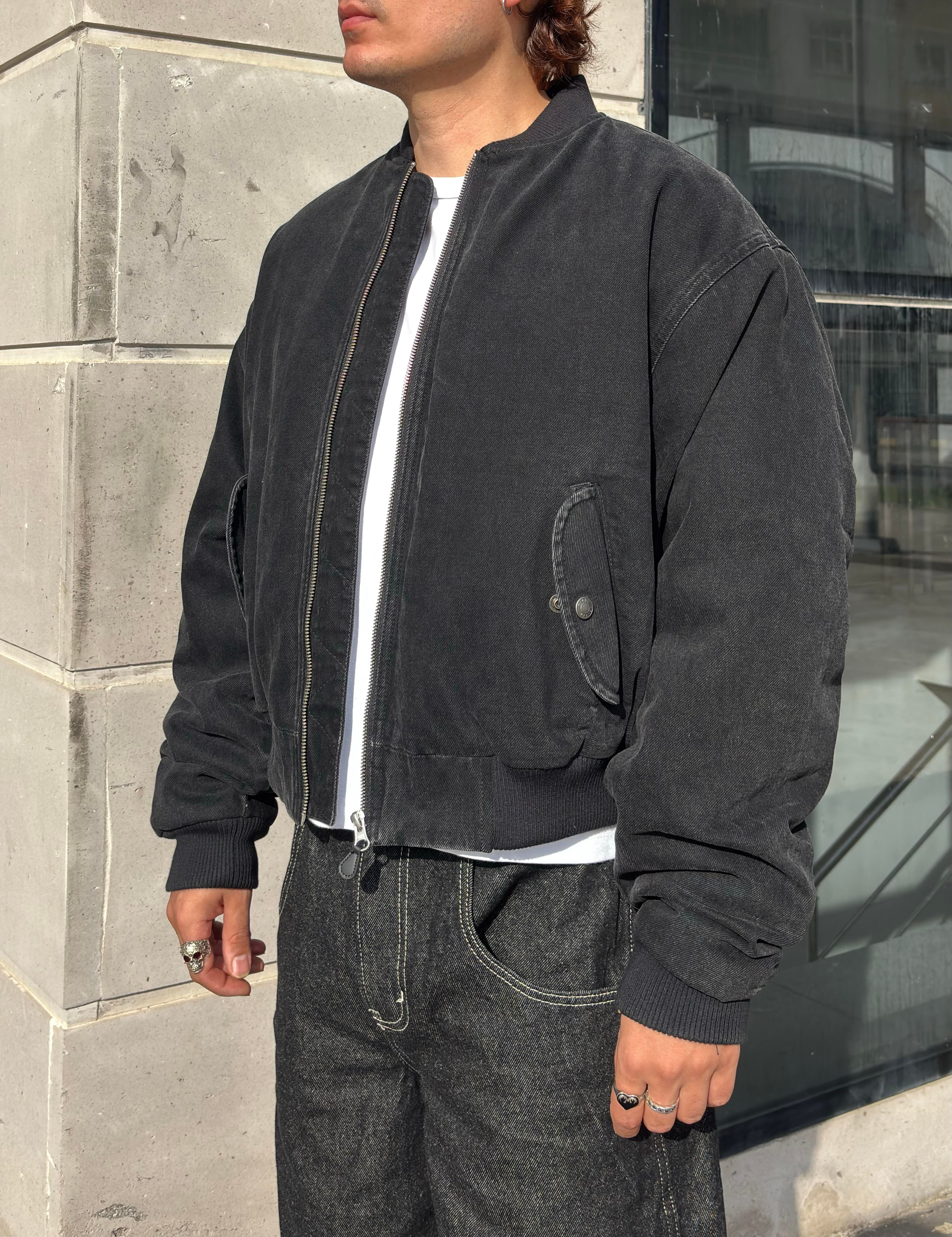 Premium Black Oversized Bomber Jacket