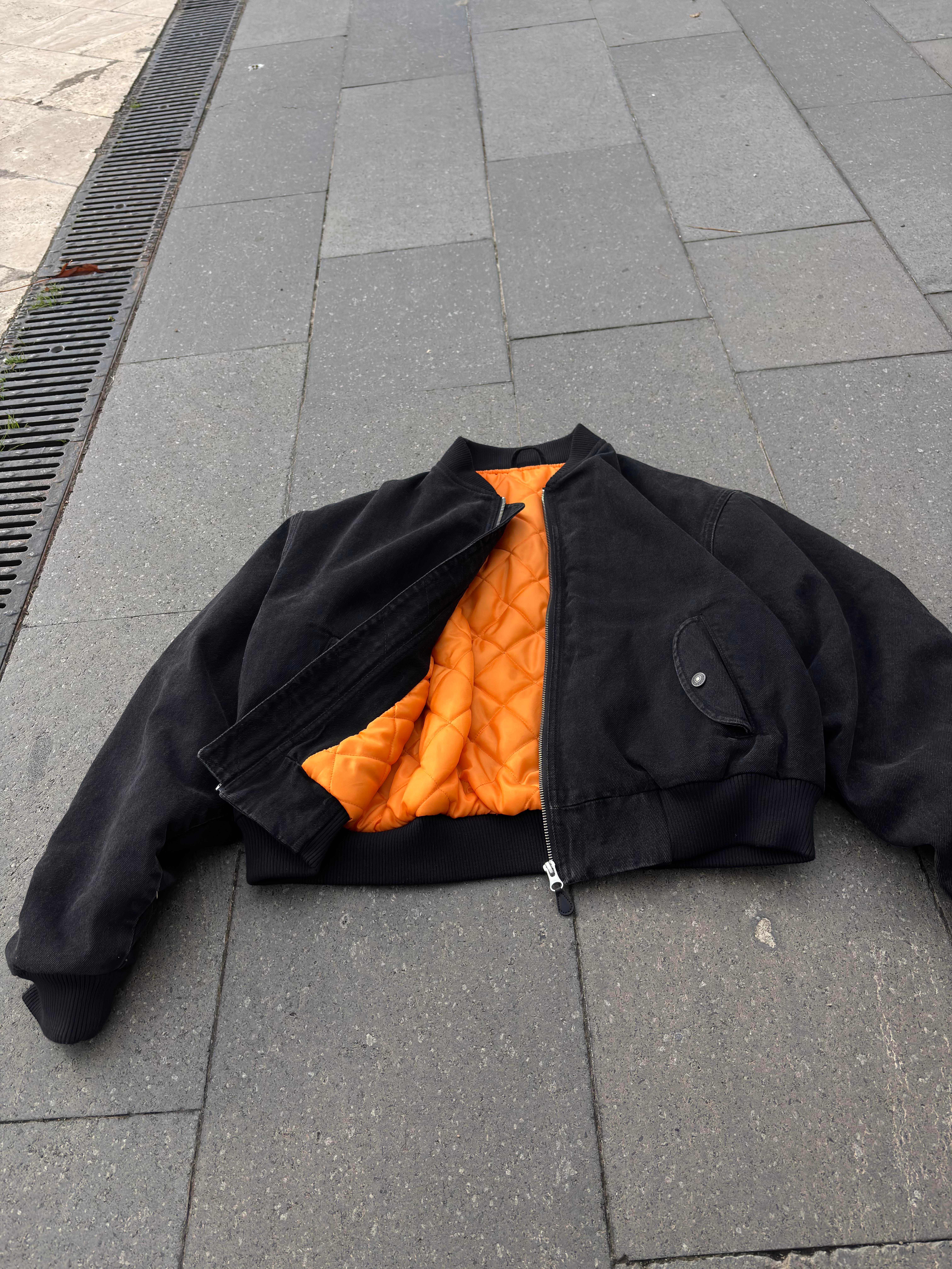 Premium Black Oversized Bomber Jacket