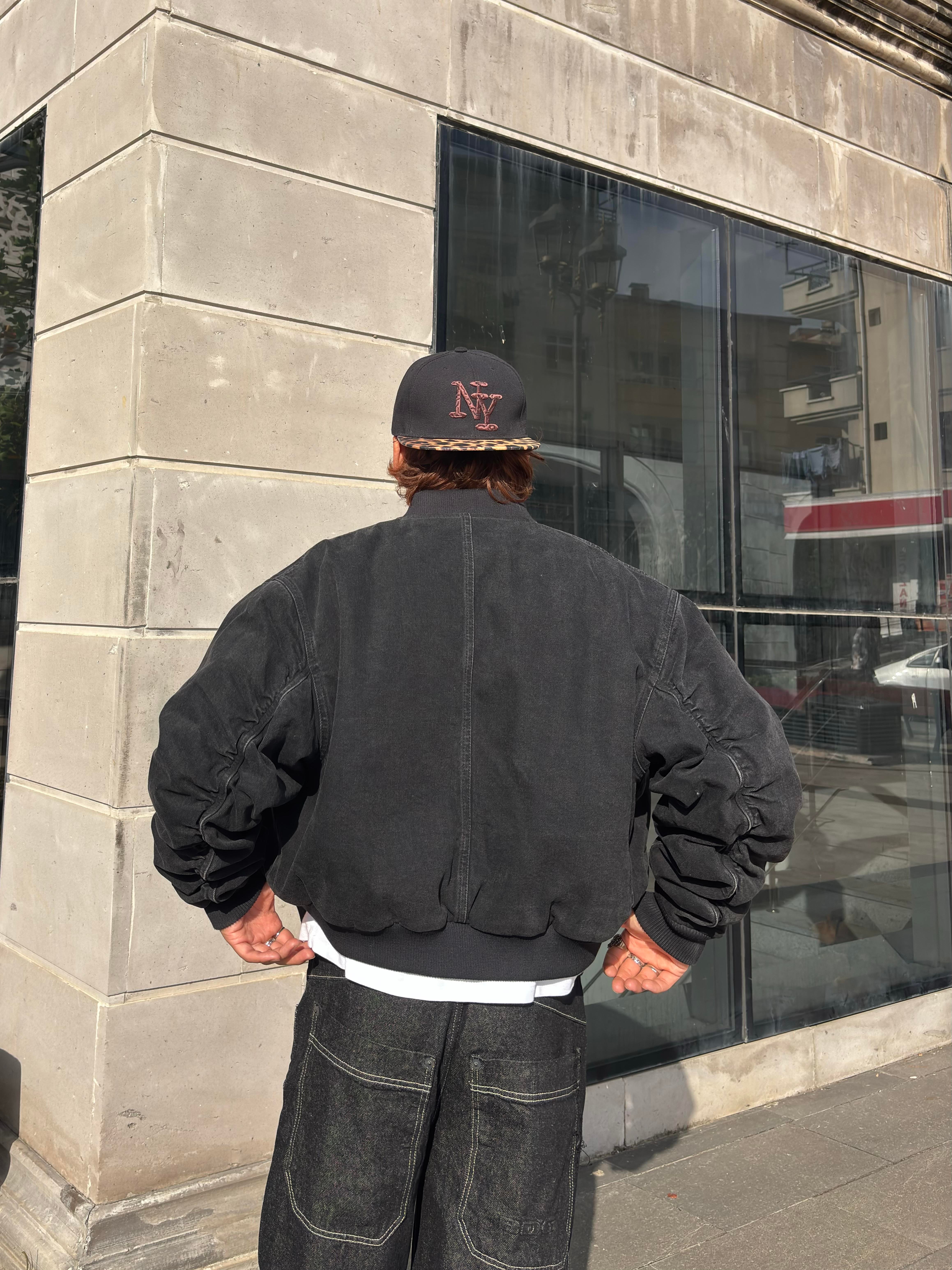 Premium Black Oversized Bomber Jacket