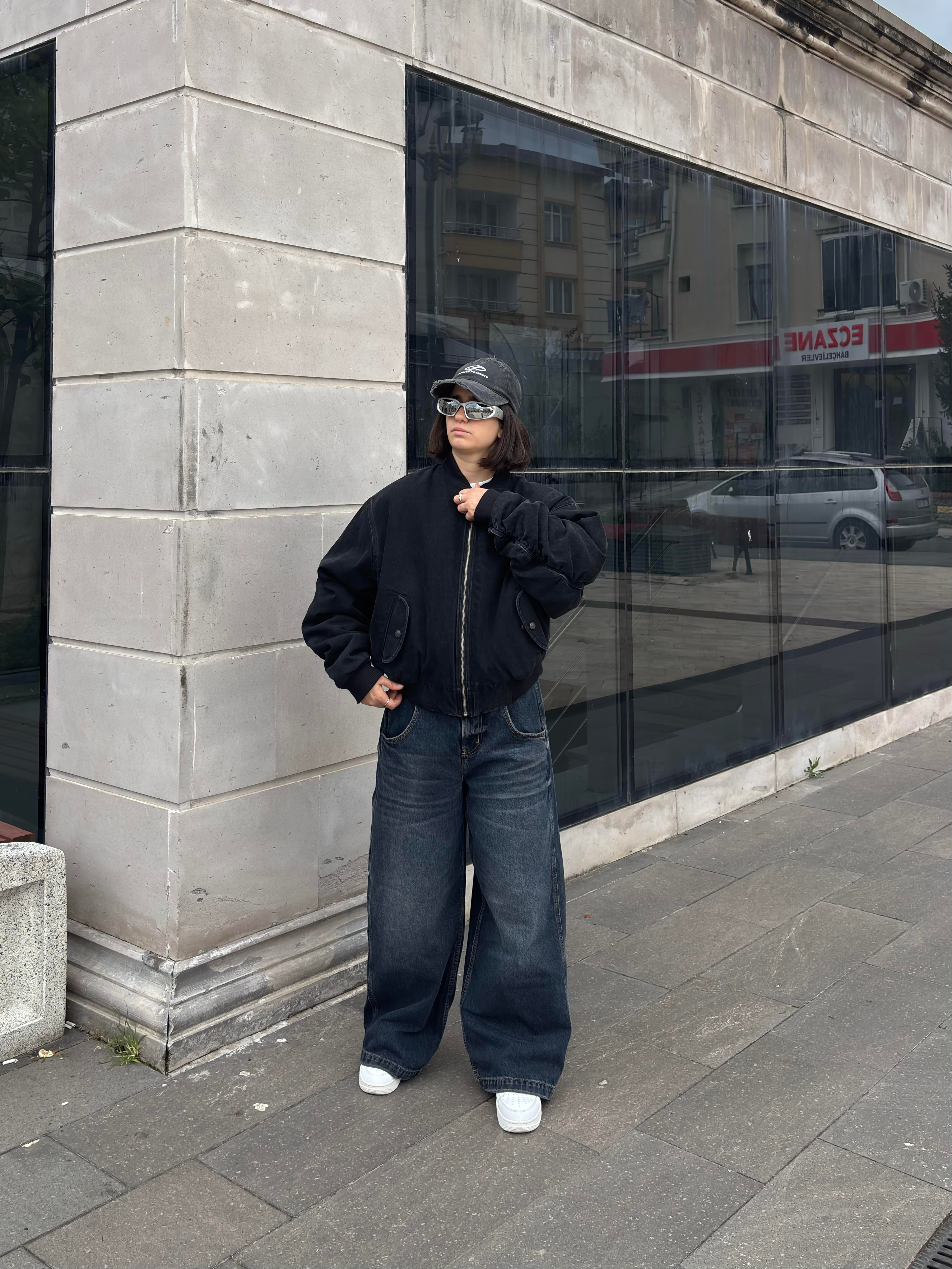 Premium Black Oversized Bomber Jacket