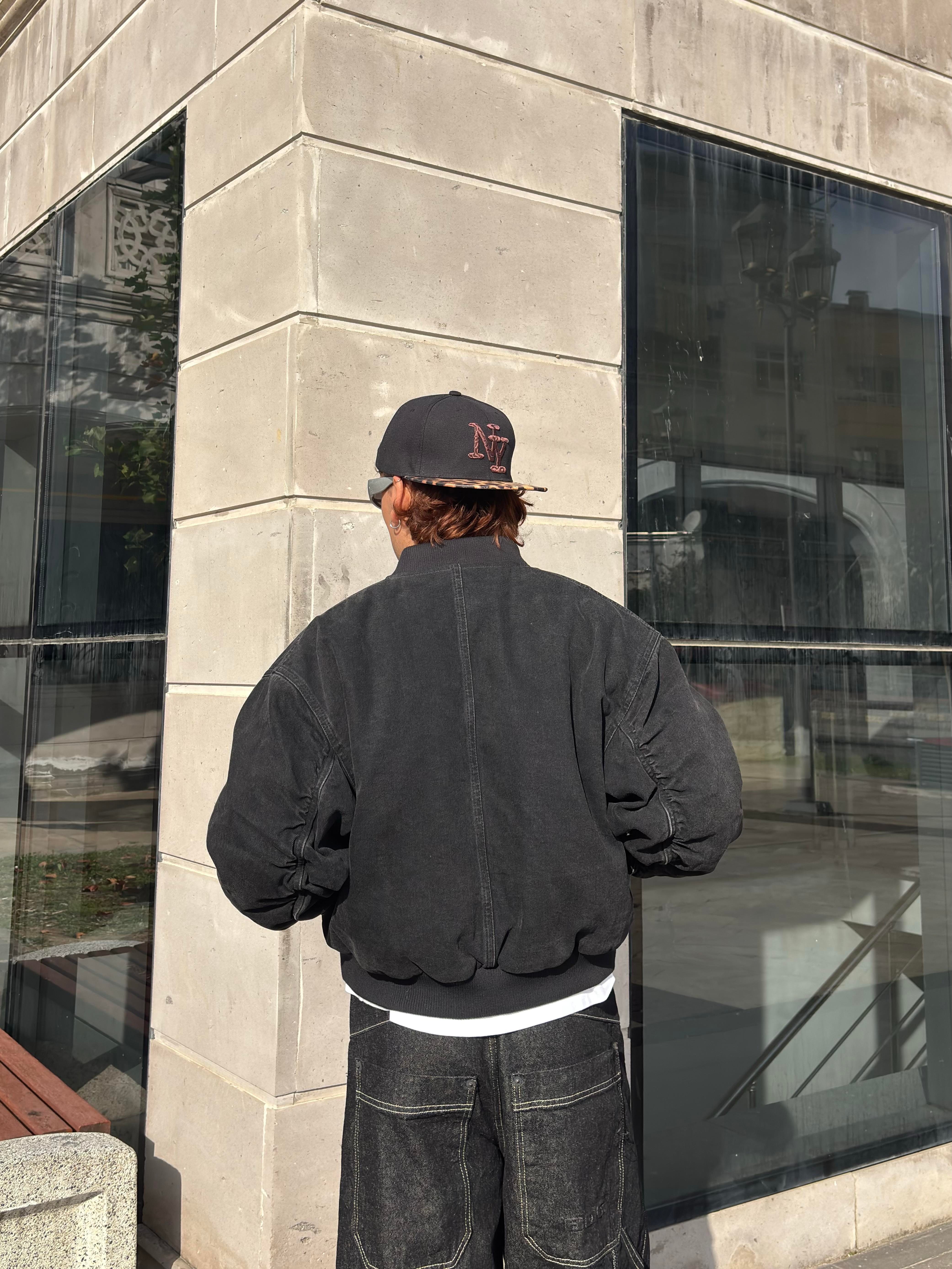 Premium Black Oversized Bomber Jacket