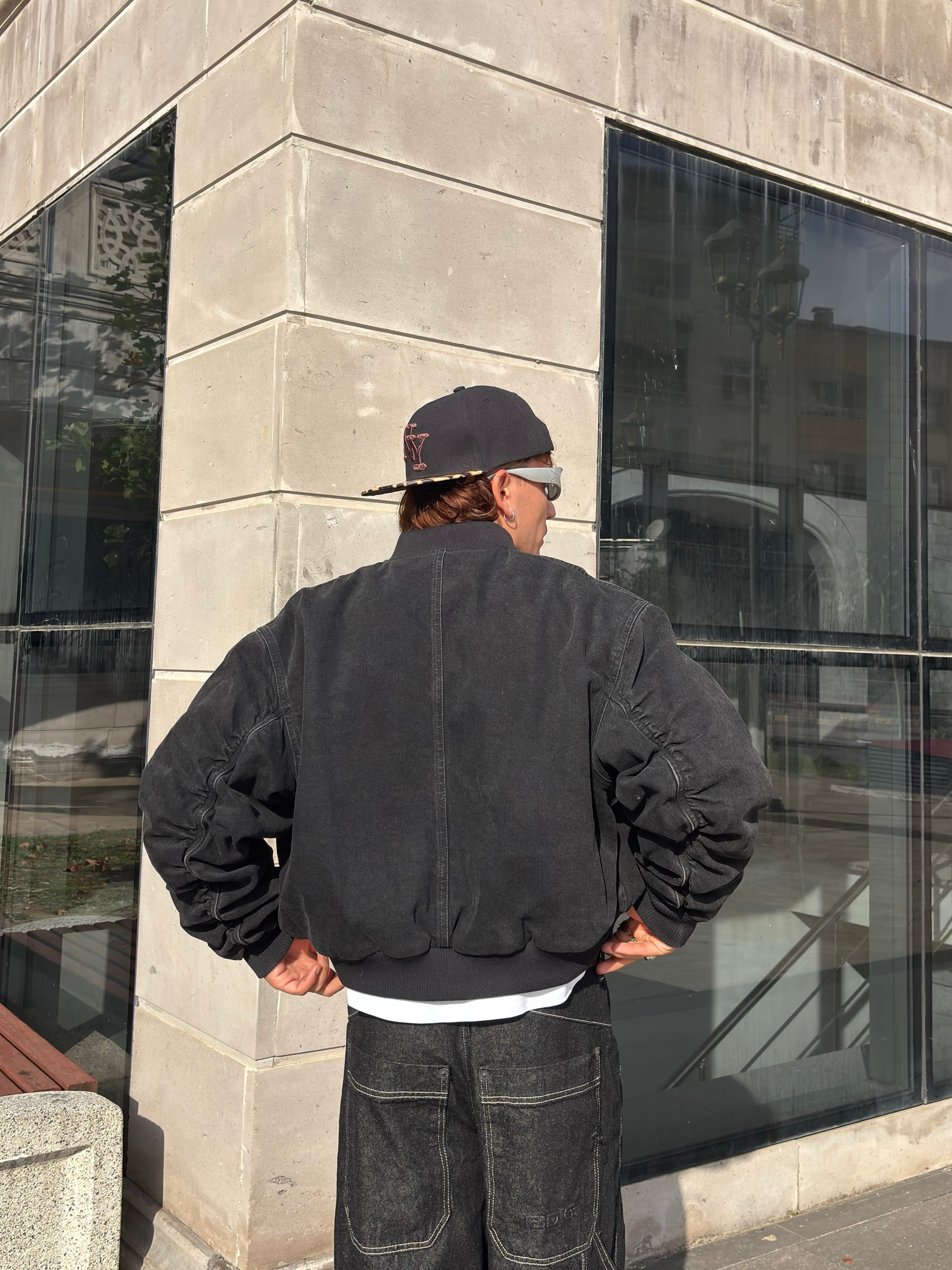 Premium Black Oversized Bomber Jacket
