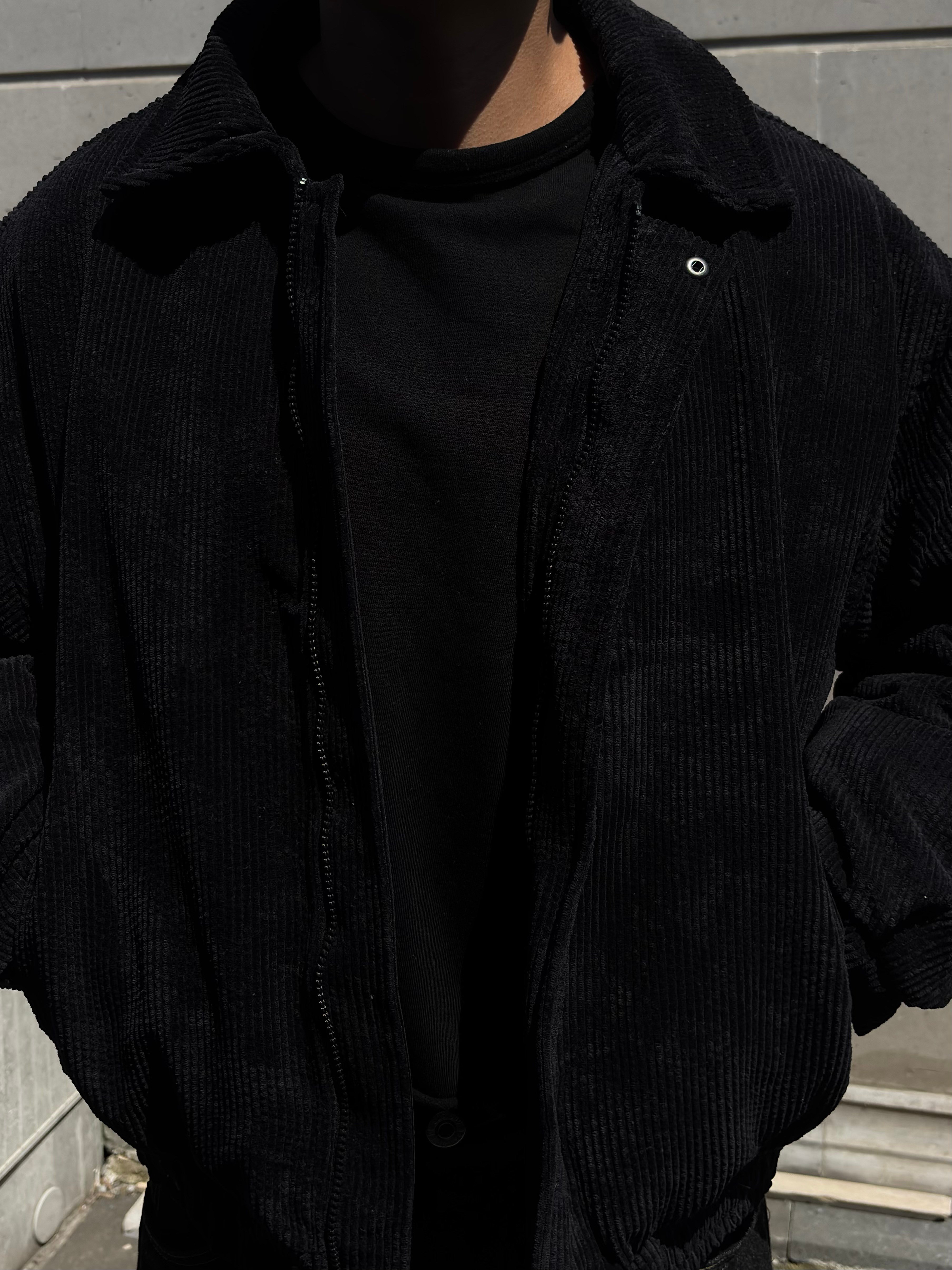 Premium Black Tone Luca Conduroy Bomber Jacket