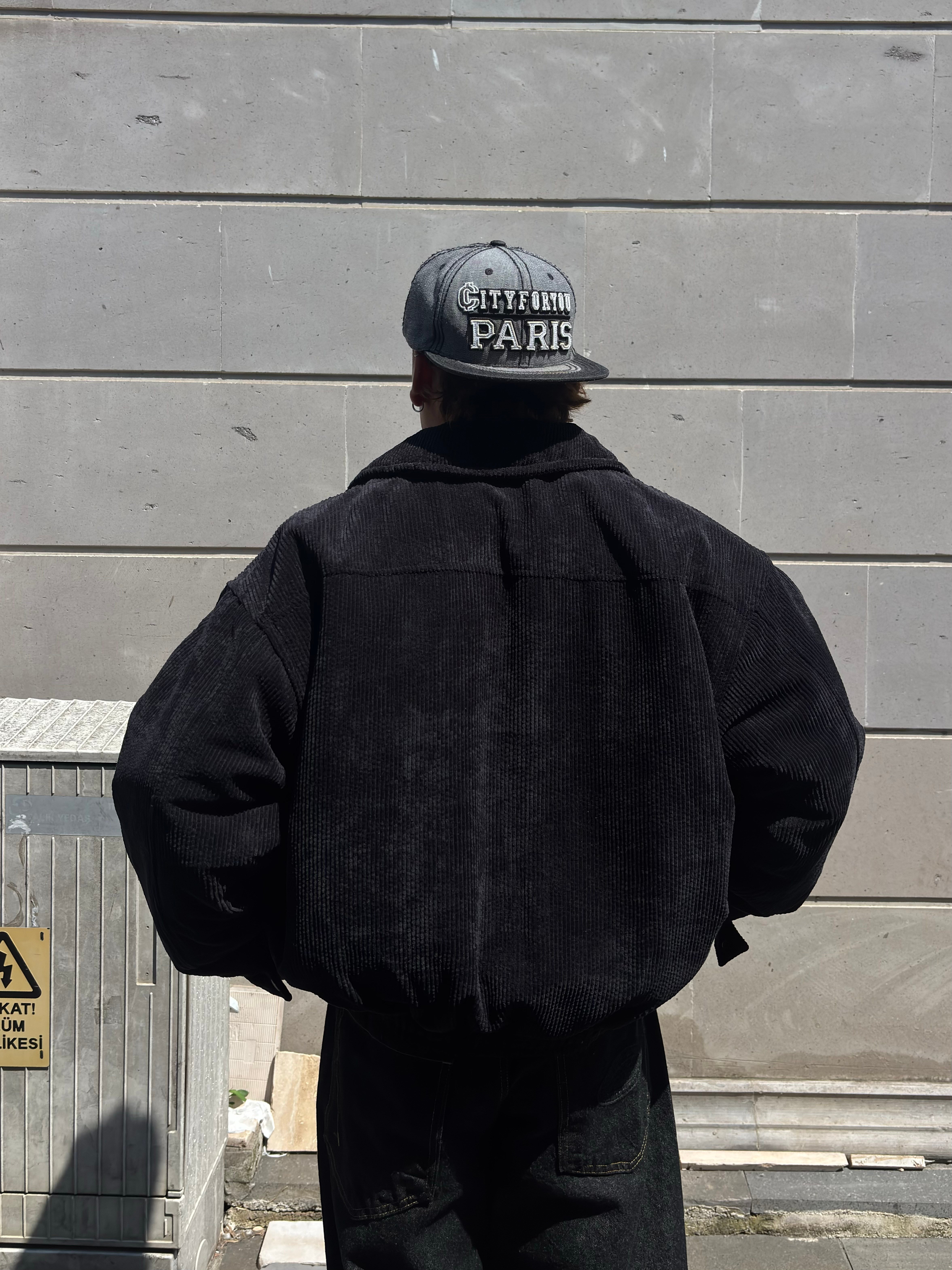 Premium Black Tone Luca Conduroy Bomber Jacket