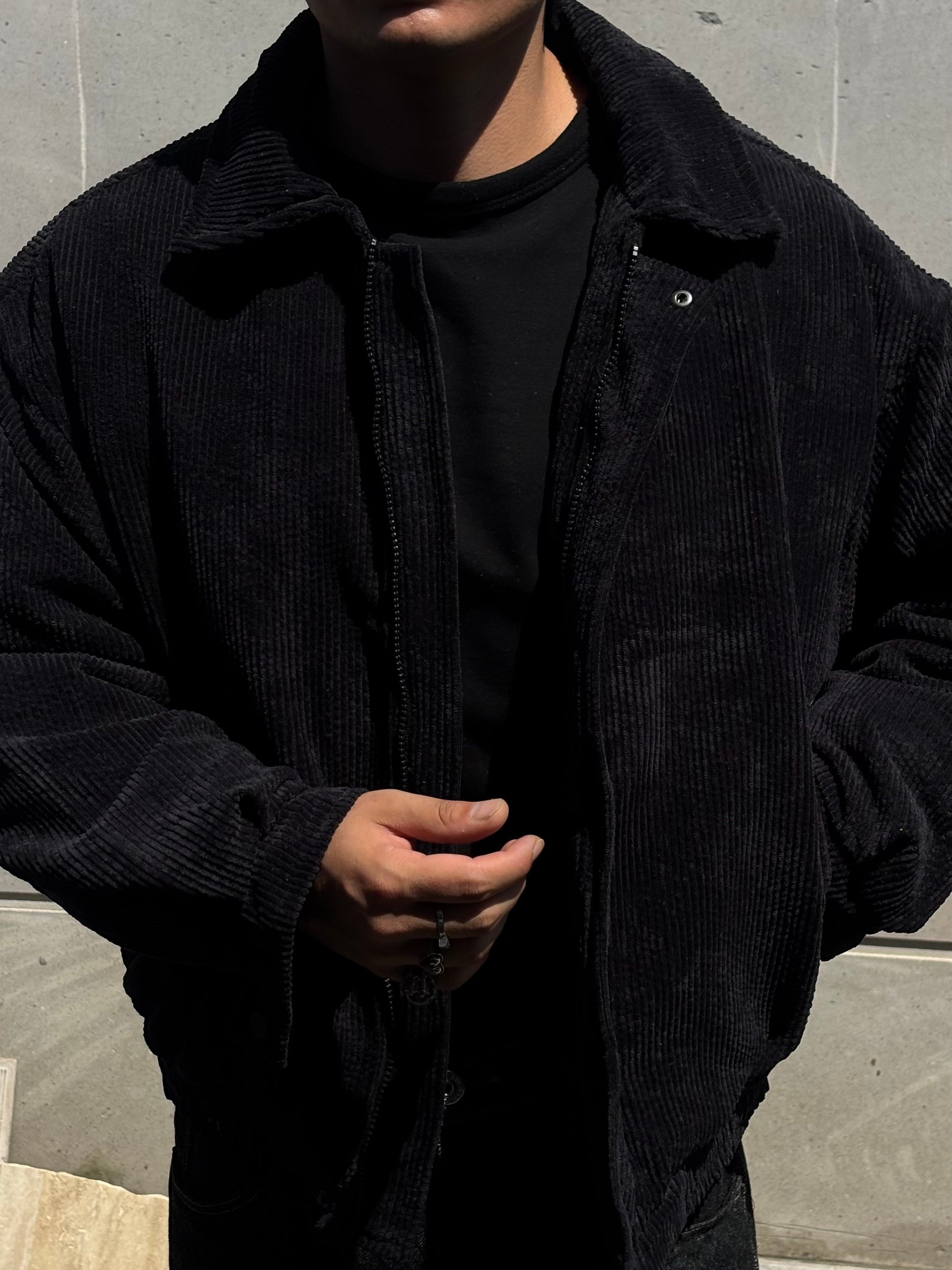 Premium Black Tone Luca Conduroy Bomber Jacket