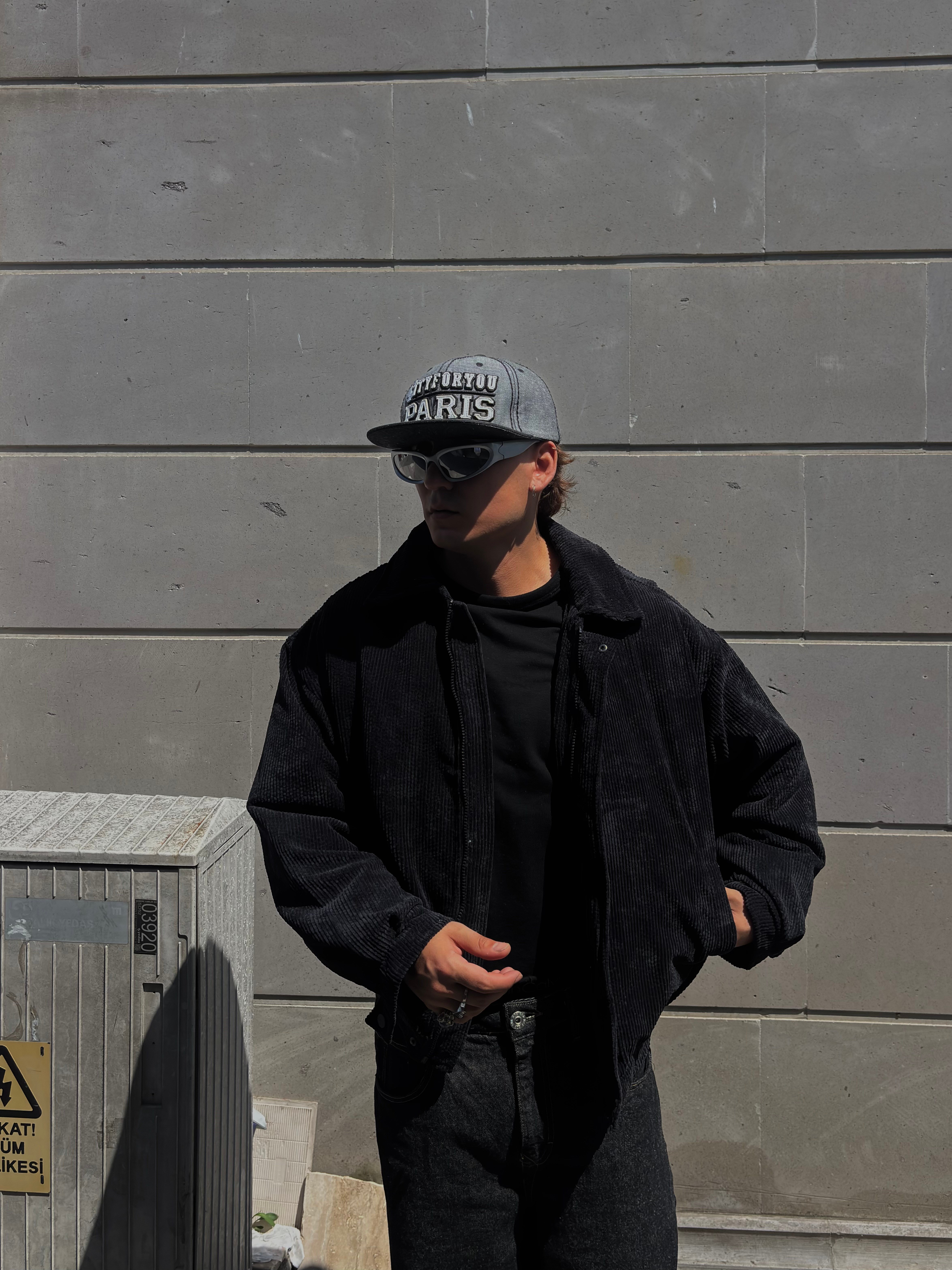 Premium Black Tone Luca Conduroy Bomber Jacket