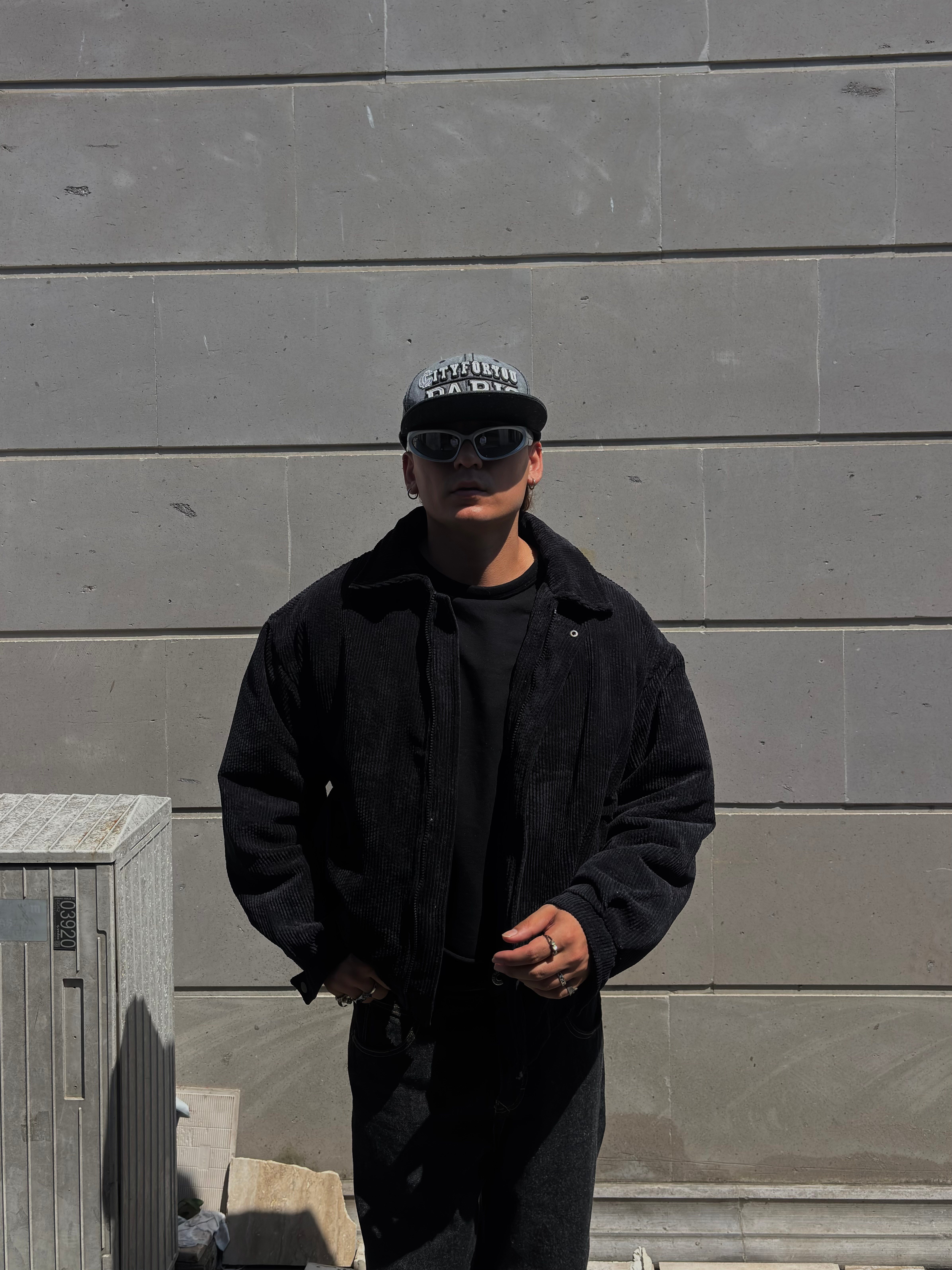 Premium Black Tone Luca Conduroy Bomber Jacket