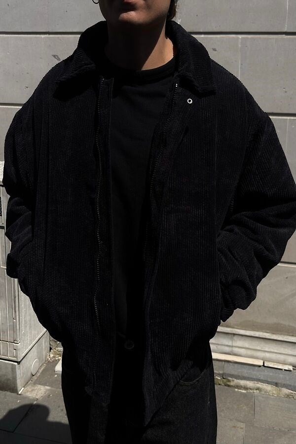 Premium Black Tone Luca Conduroy Bomber Jacket