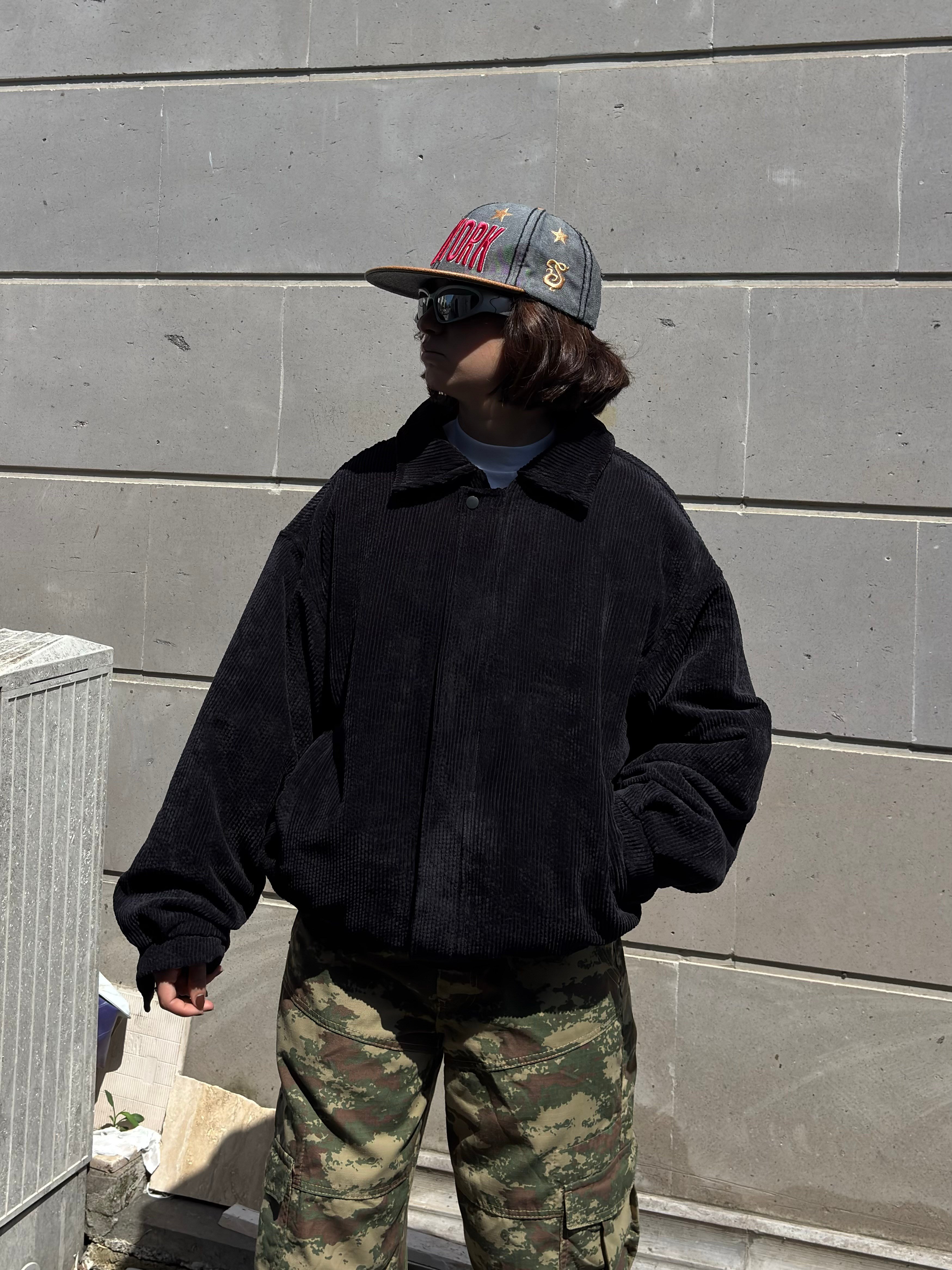Premium Black Tone Luca Conduroy Bomber Jacket
