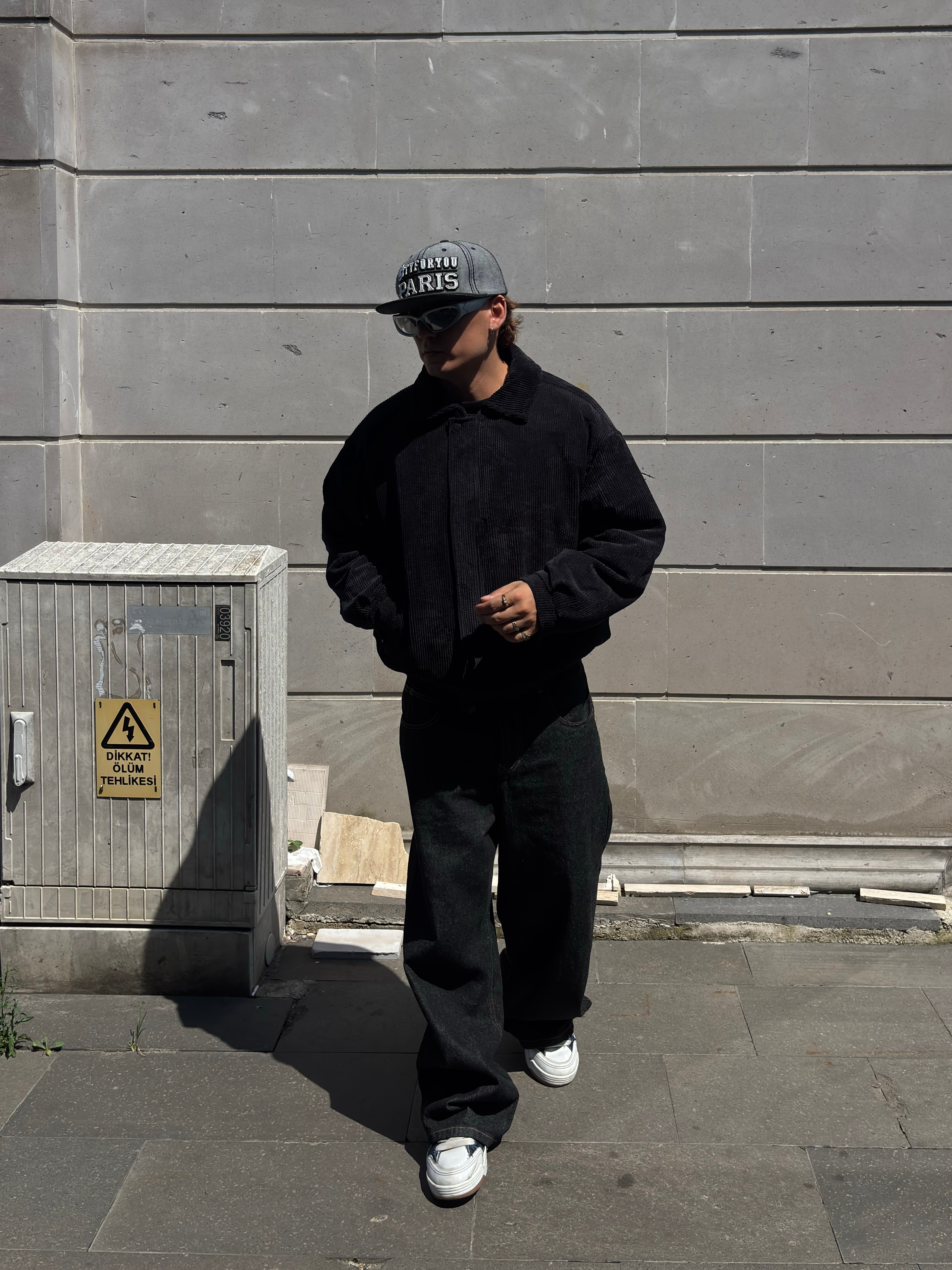 Premium Black Tone Luca Conduroy Bomber Jacket