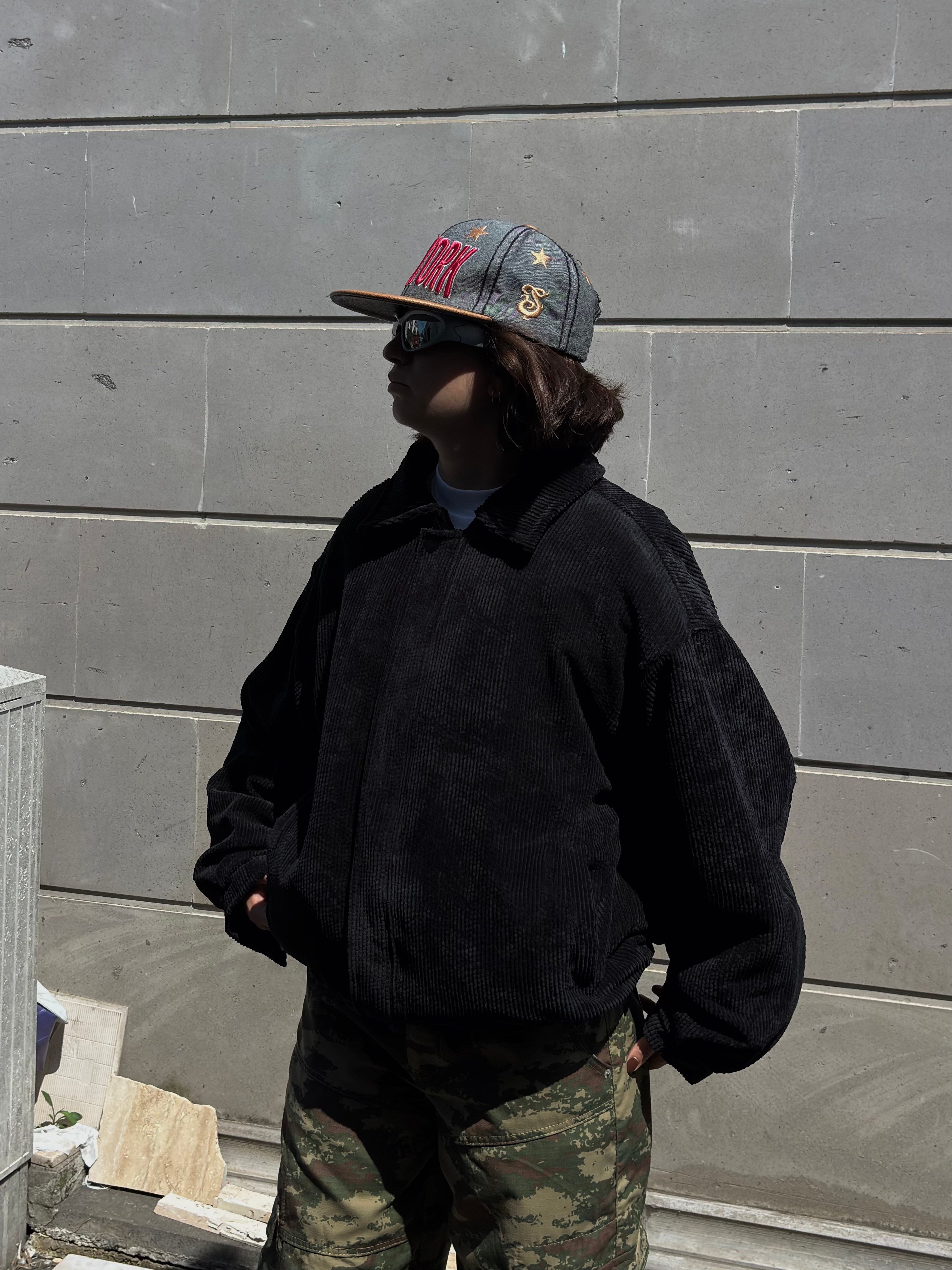 Premium Black Tone Luca Conduroy Bomber Jacket