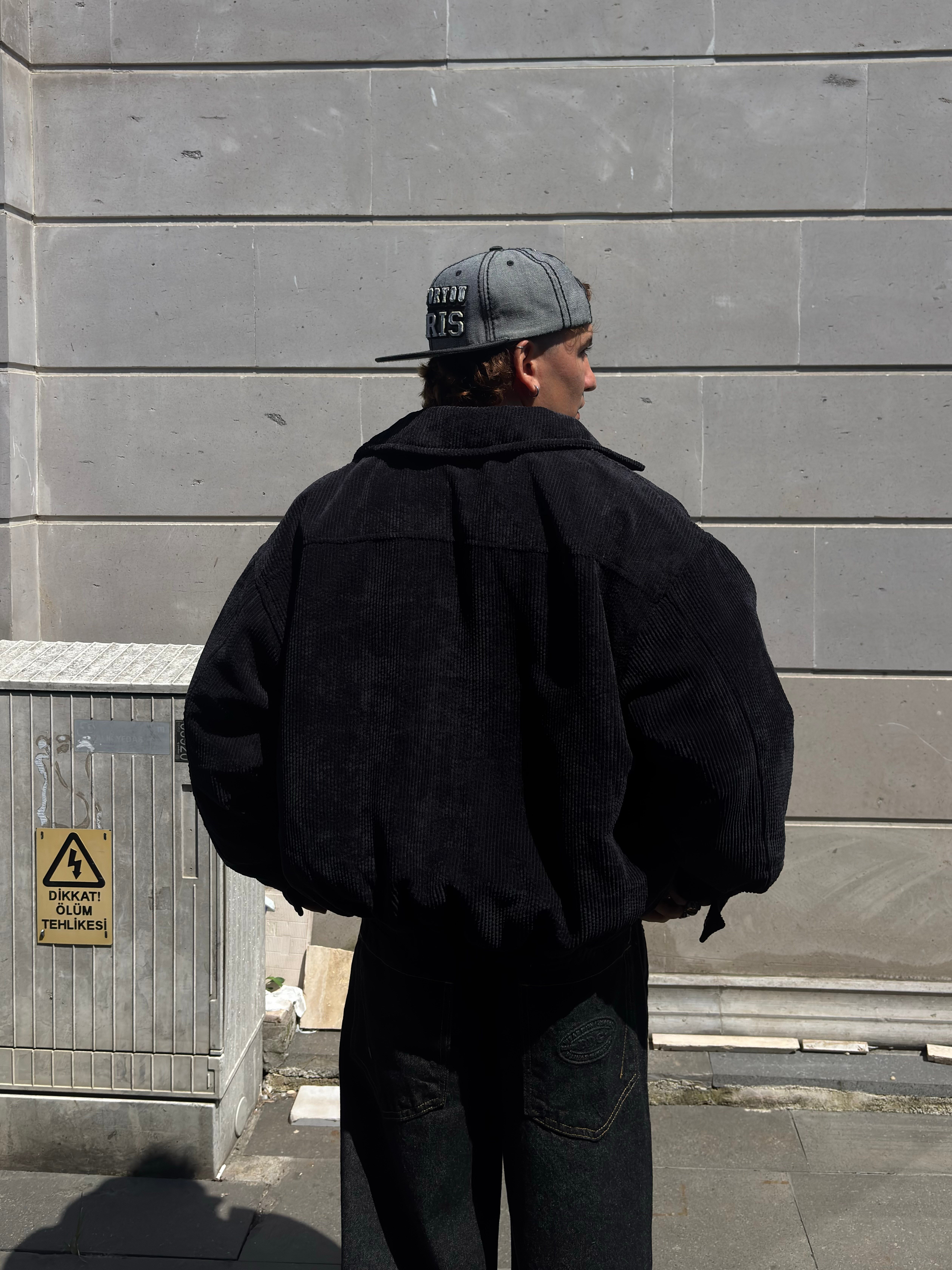 Premium Black Tone Luca Conduroy Bomber Jacket
