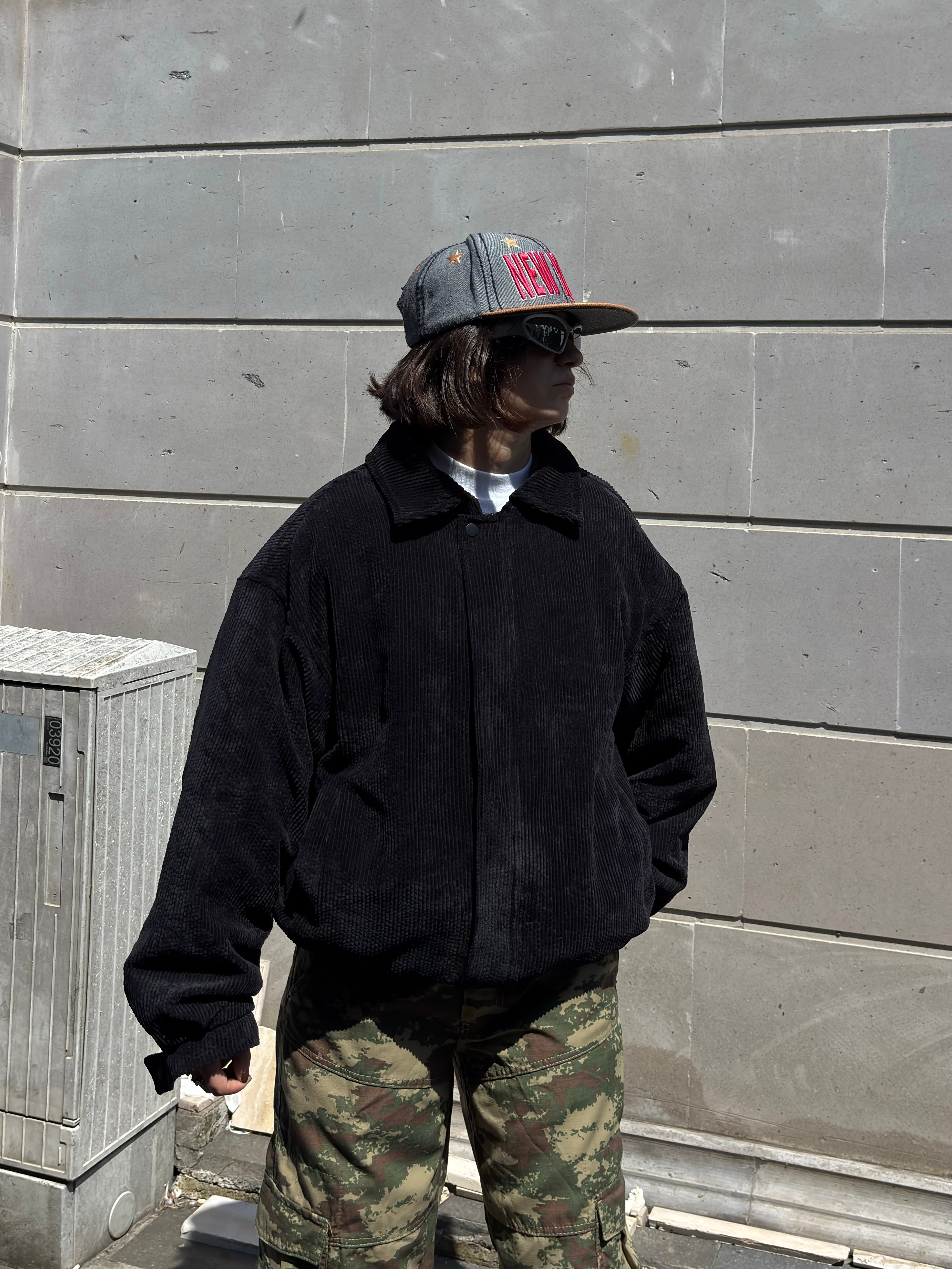 Premium Black Tone Luca Conduroy Bomber Jacket