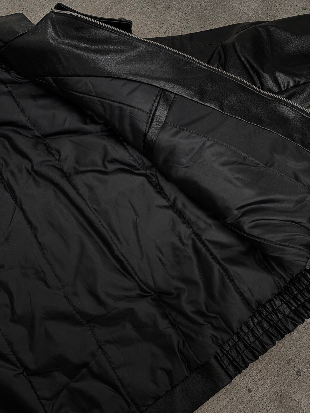 Premium Blackout Biker Full-Zip Deri Ceket