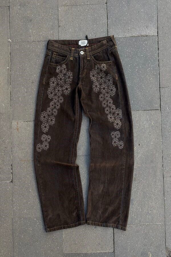 Premium Bloom Kadife Kaplama Düşük Bel Pants