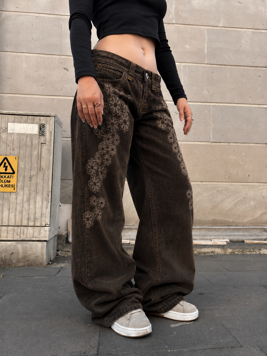 Premium Bloom Kadife Kaplama Düşük Bel Pants