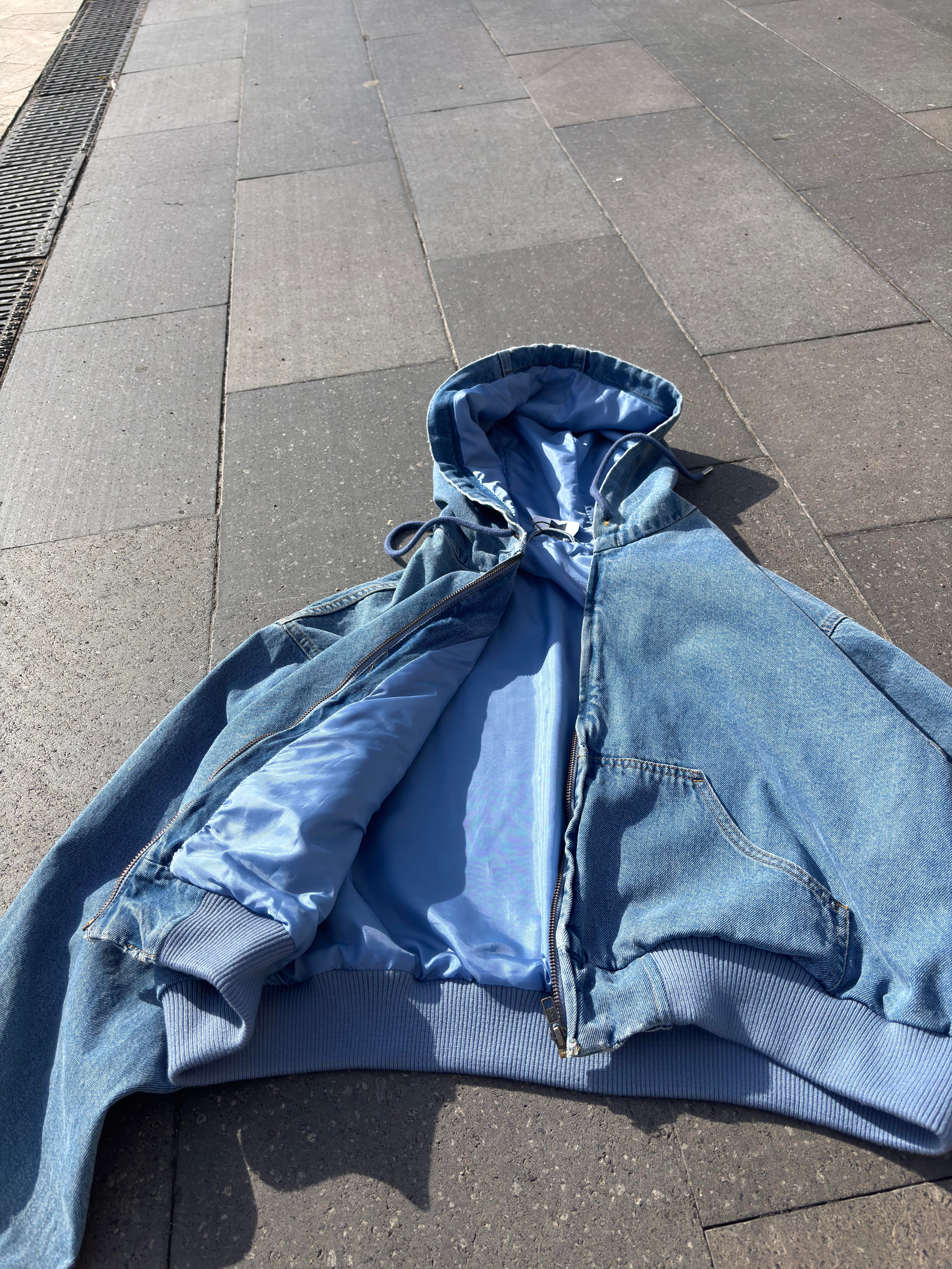 Premium Blue Daria Giacca Cropped Canvas Jacket