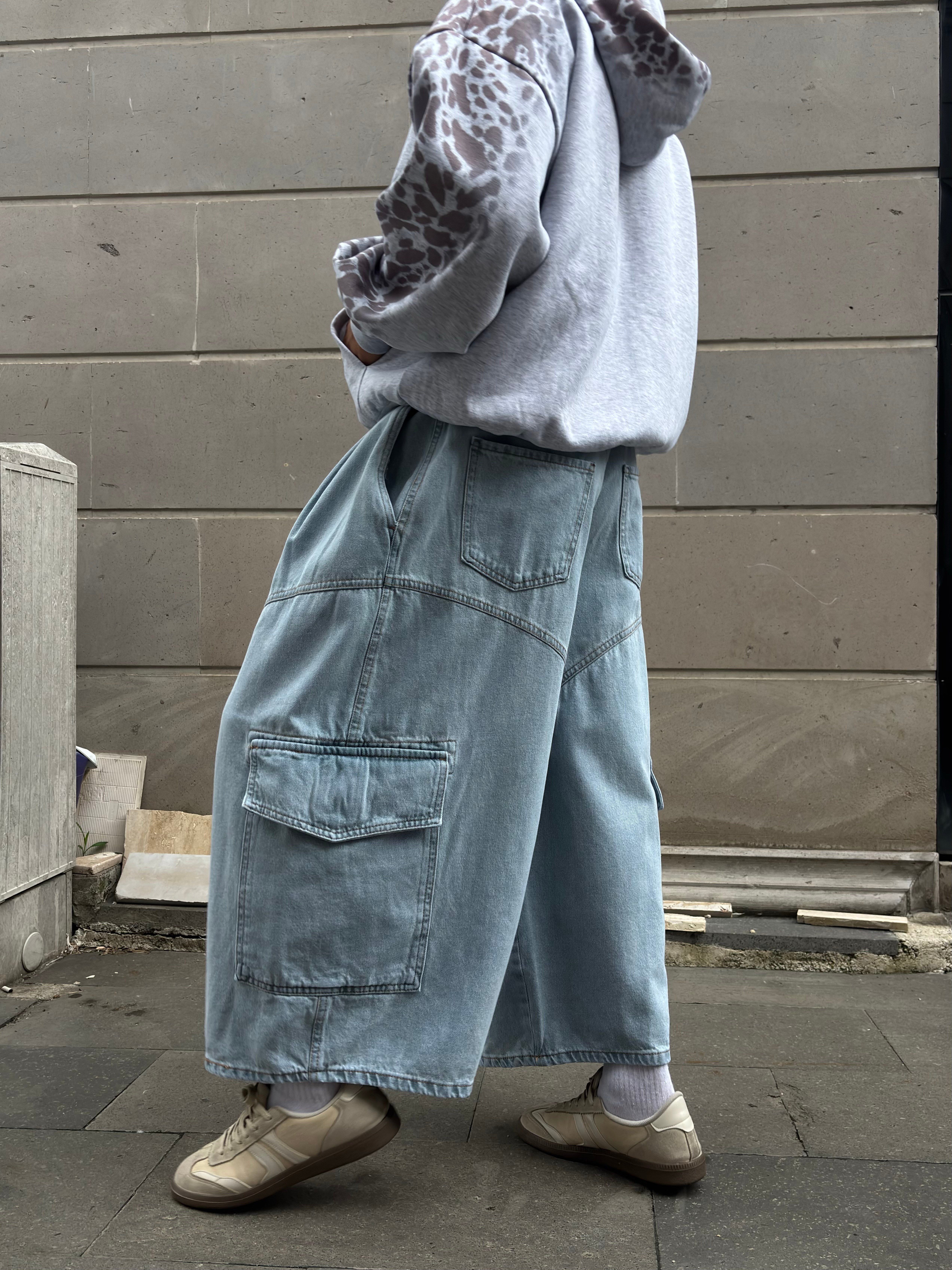 Premium Blue Ultra Baggy Cargo Long Jorts